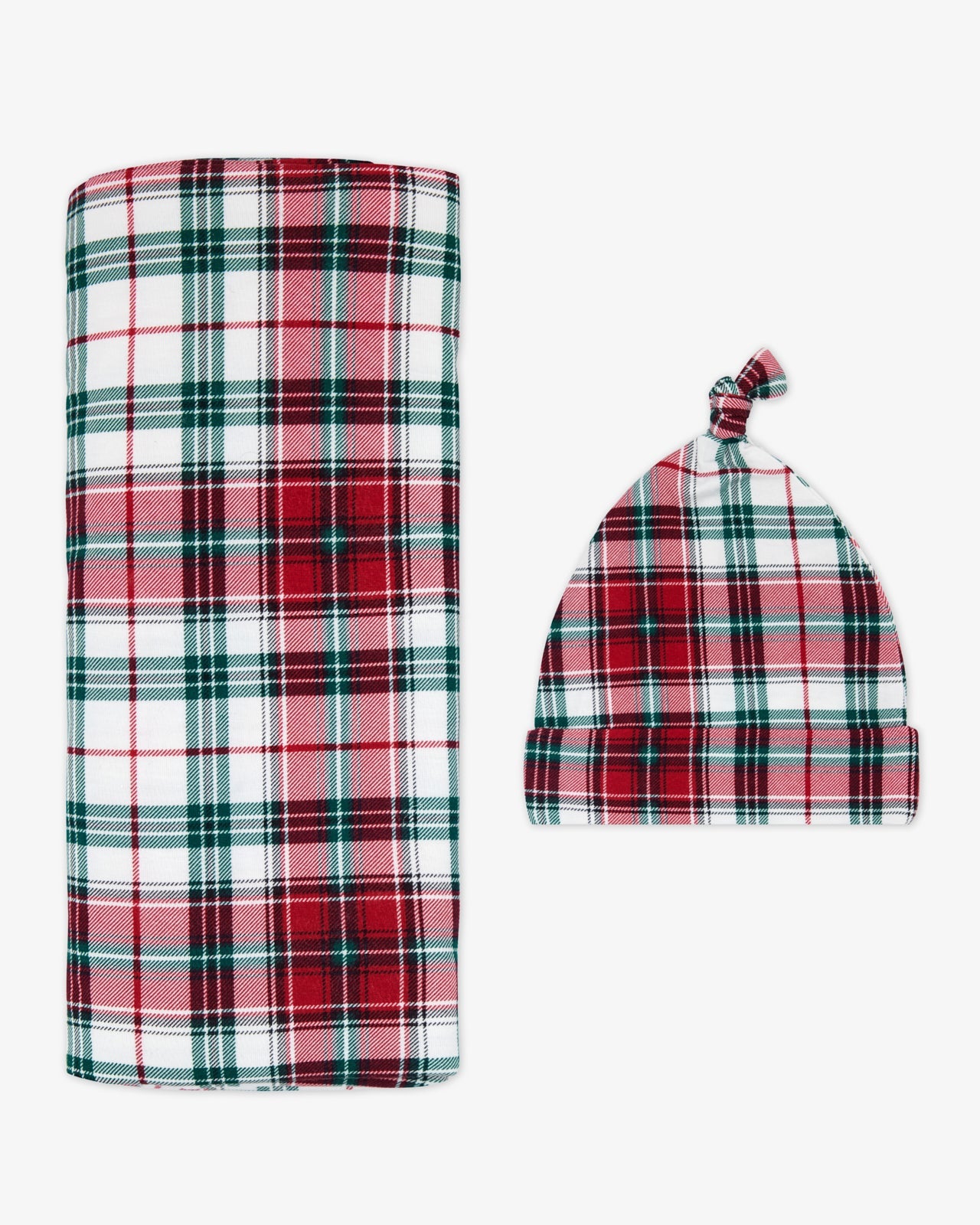 Holly Plaid Swaddle & Hat Set