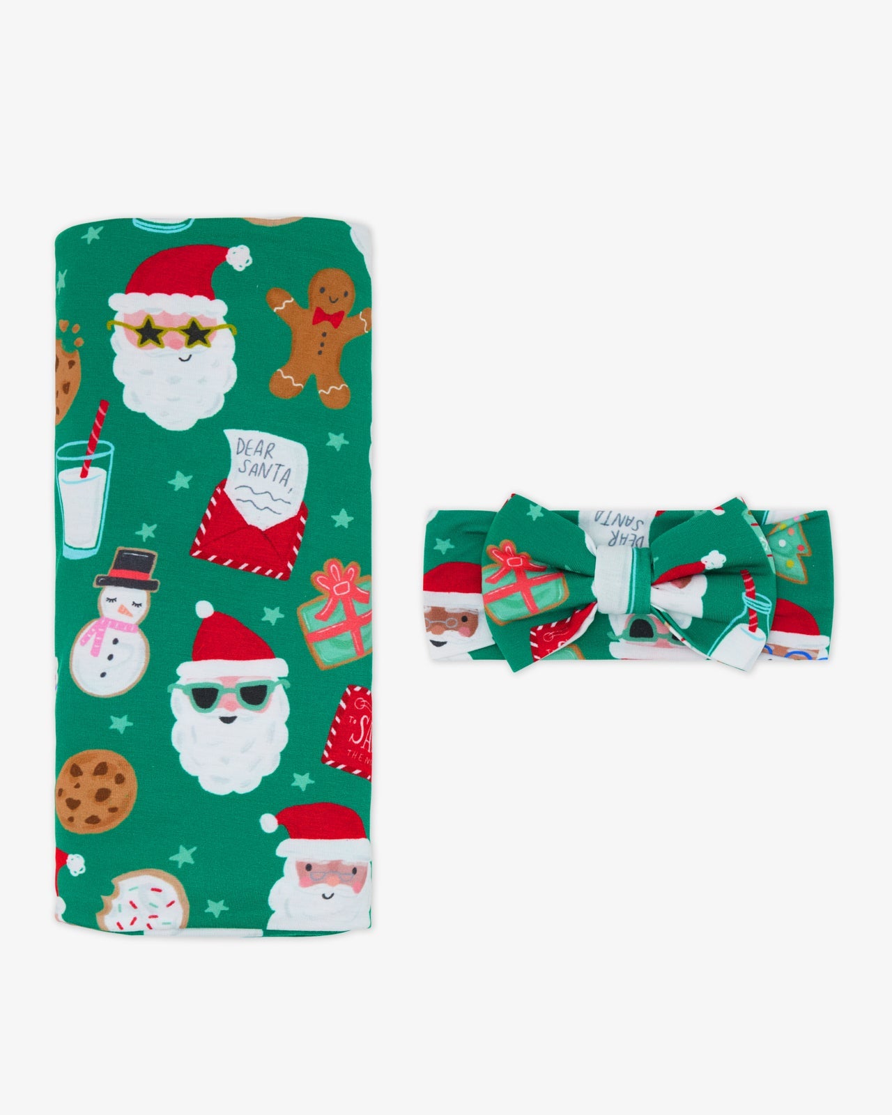 Cookies for Santa Swaddle & Luxe Bow Headband Set