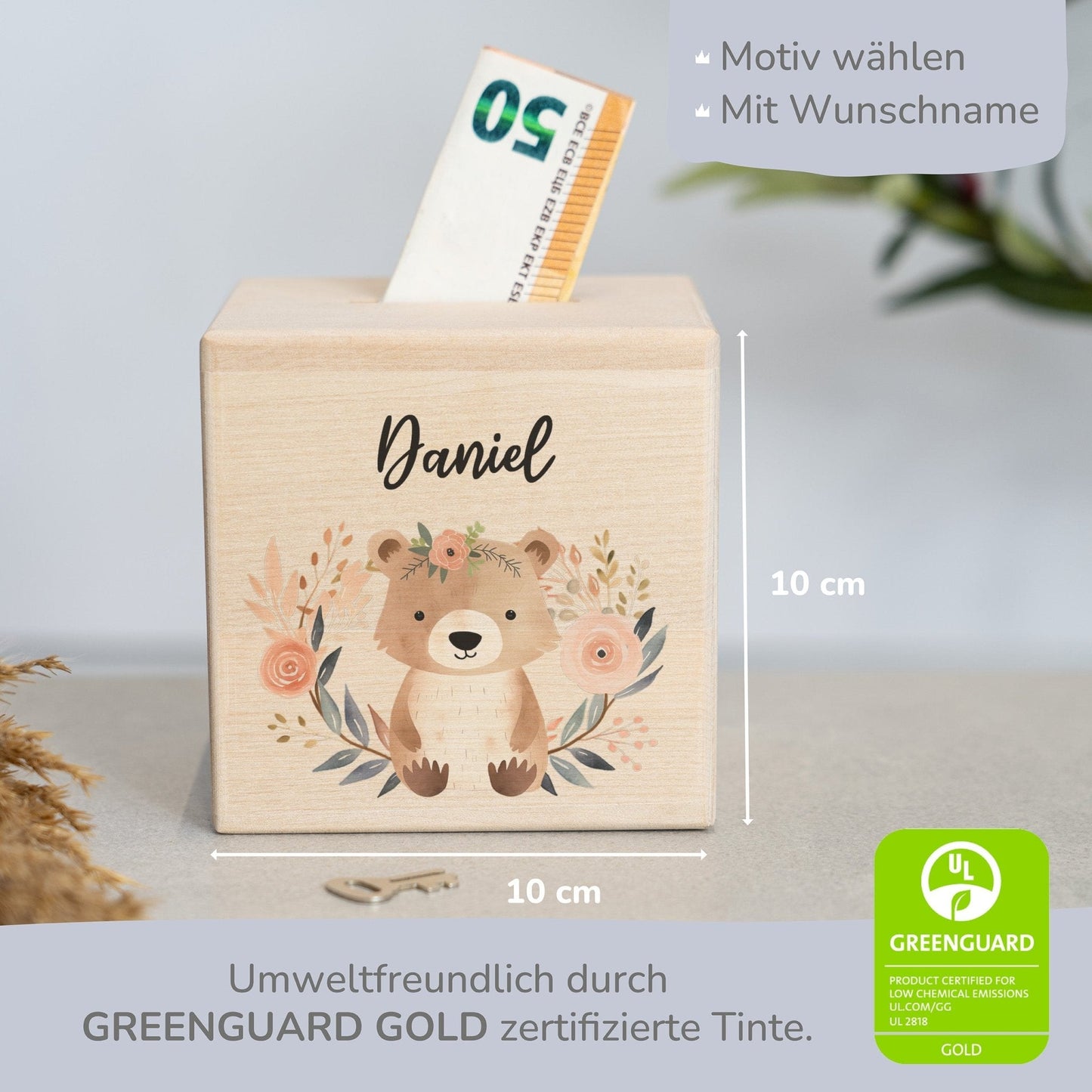 Spardose Personalisiert Bärchen Blumen