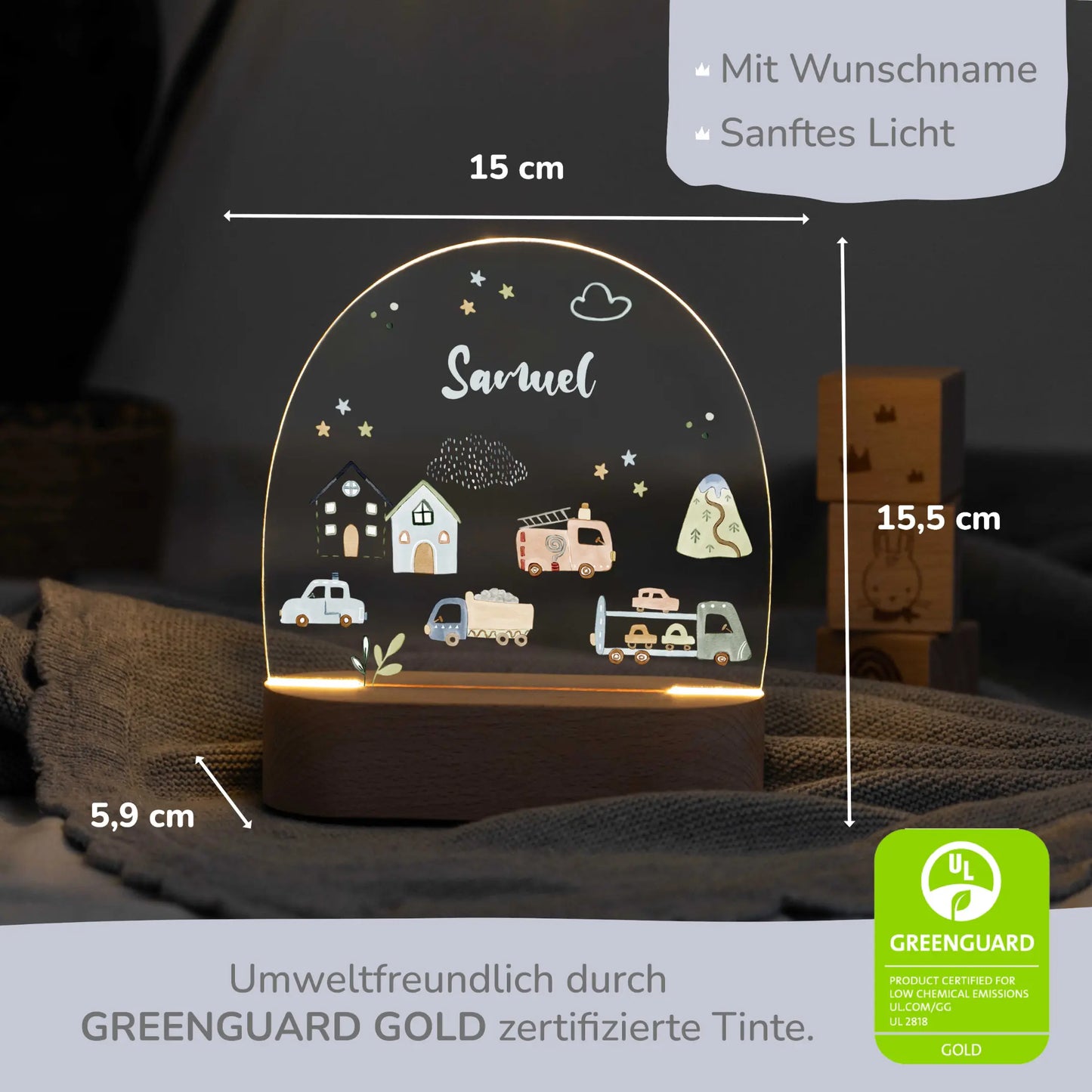 LED Nachtlicht Kinder personalisiert - Autos