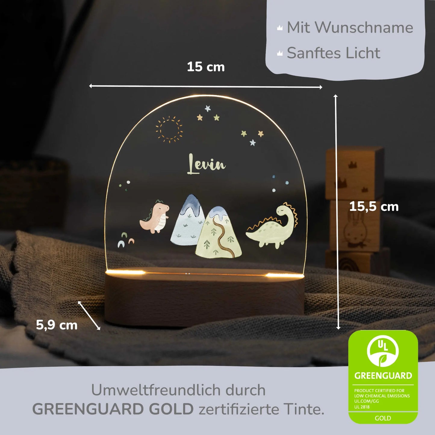 LED Nachtlicht Kinder personalisiert - Dinos