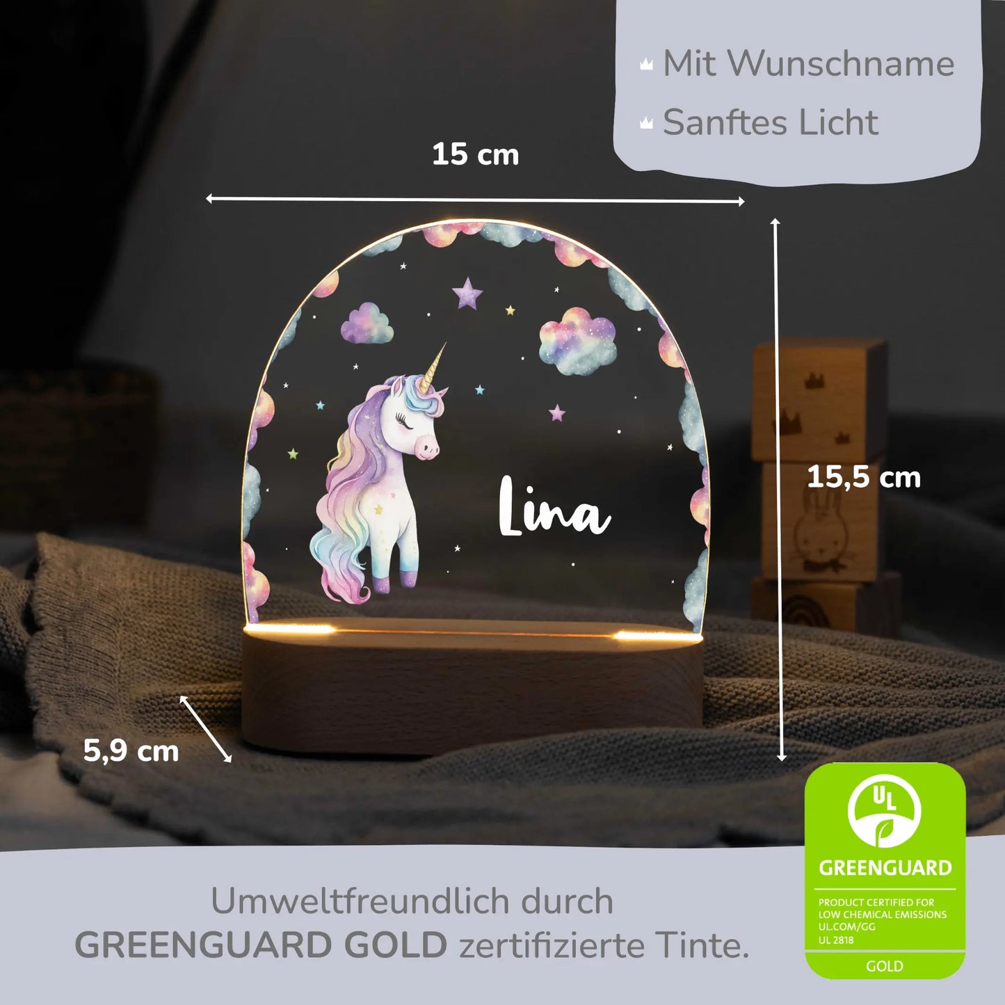 Nachtlicht Kinder personalisiert - Einhorn