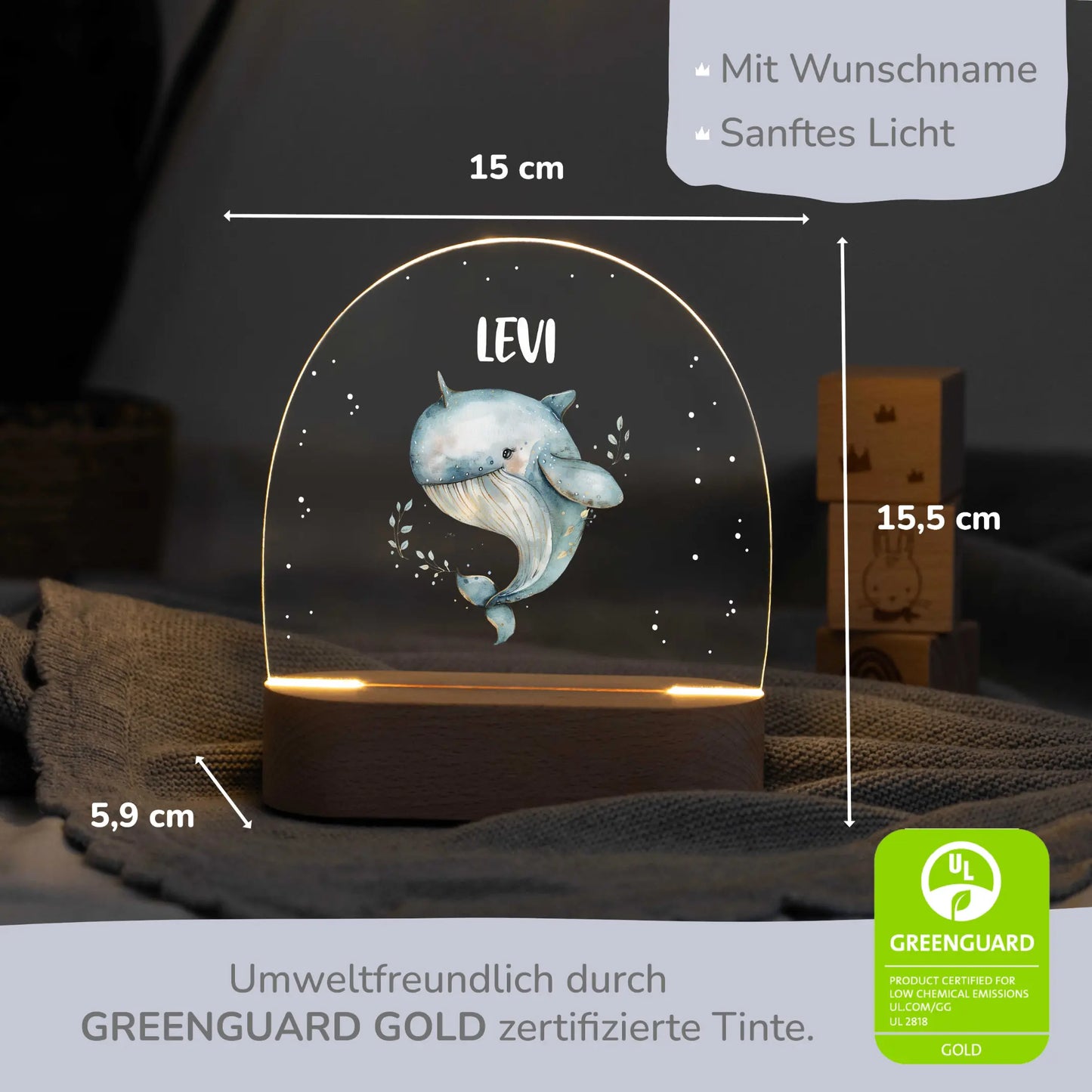 Nachtlicht Kinder personalisiert - Wal