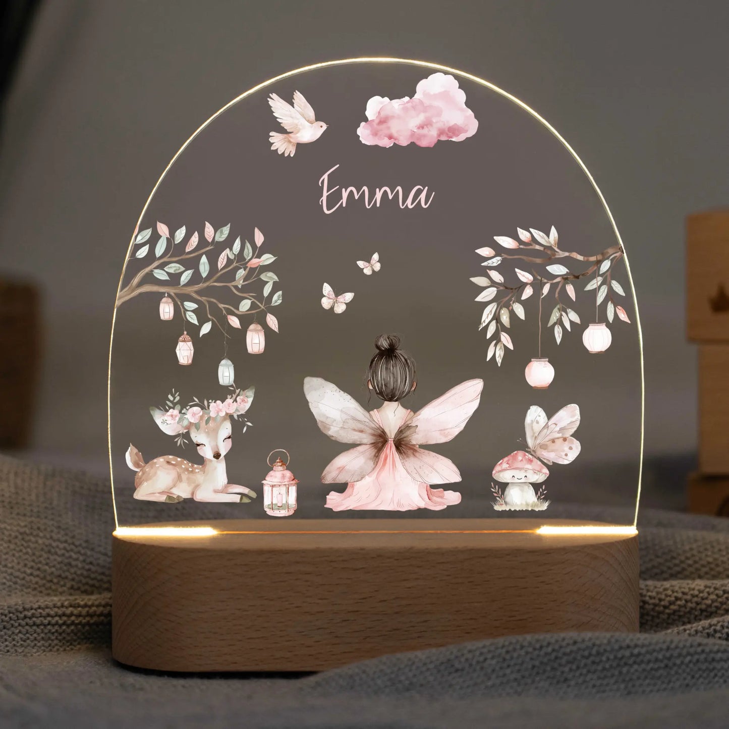 LED Nachtlicht Kinder personalisiert - Fee sitzend