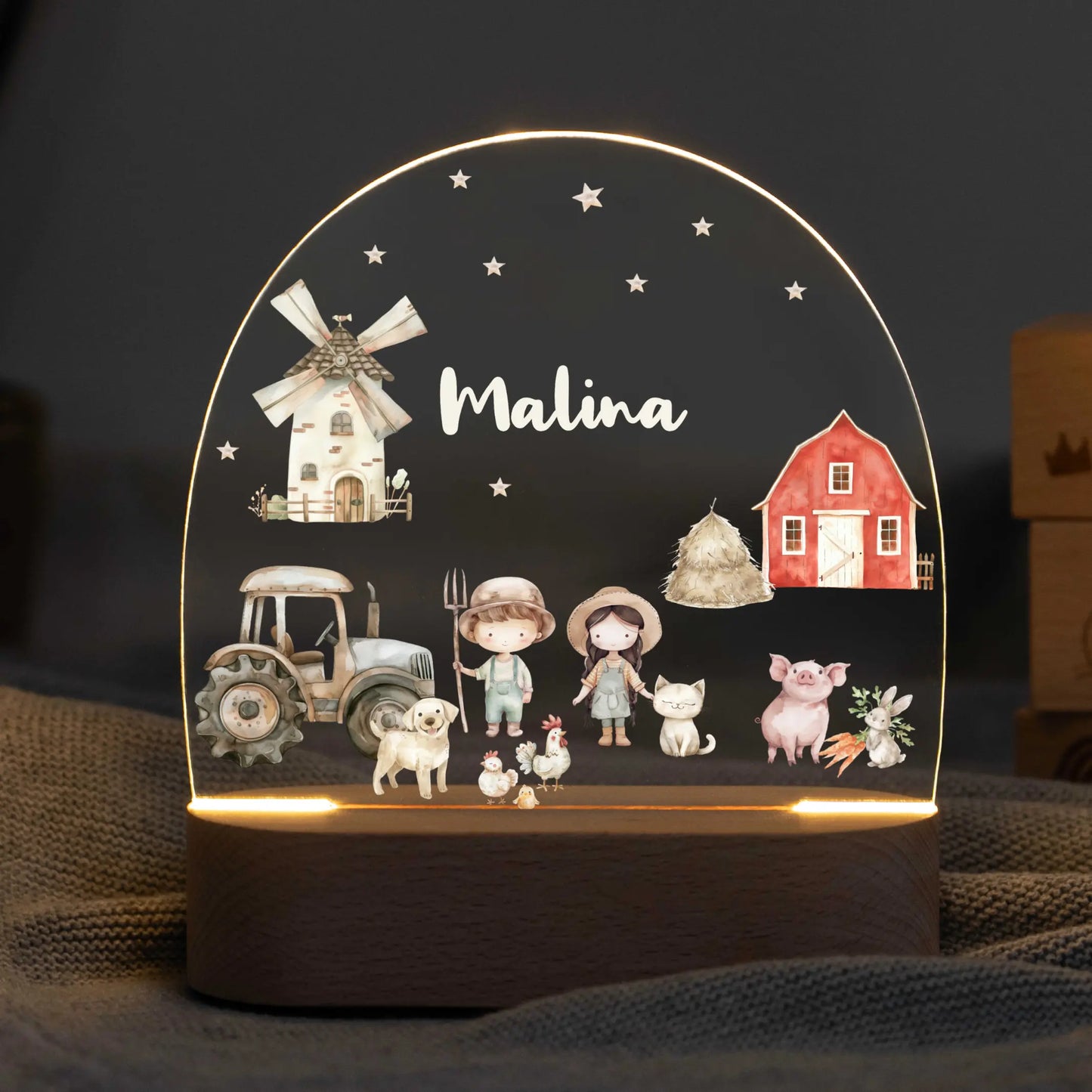 LED Nachtlicht Kinder personalisiert - Bauernhof