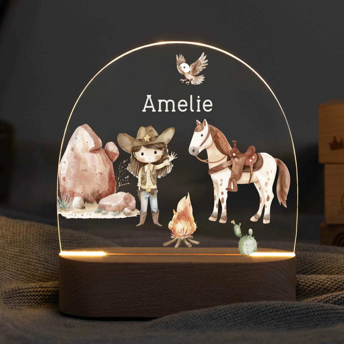 LED Nachtlicht Kinder personalisiert - Cowgirl