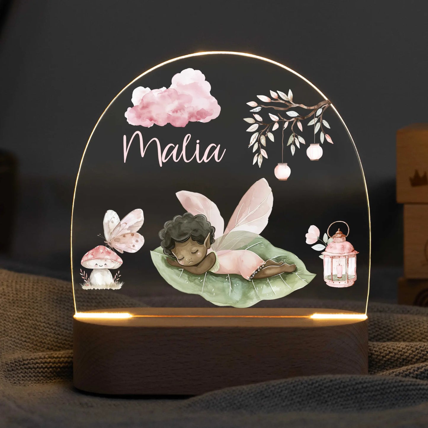 LED Nachtlicht Kinder personalisiert - Fee schlafend