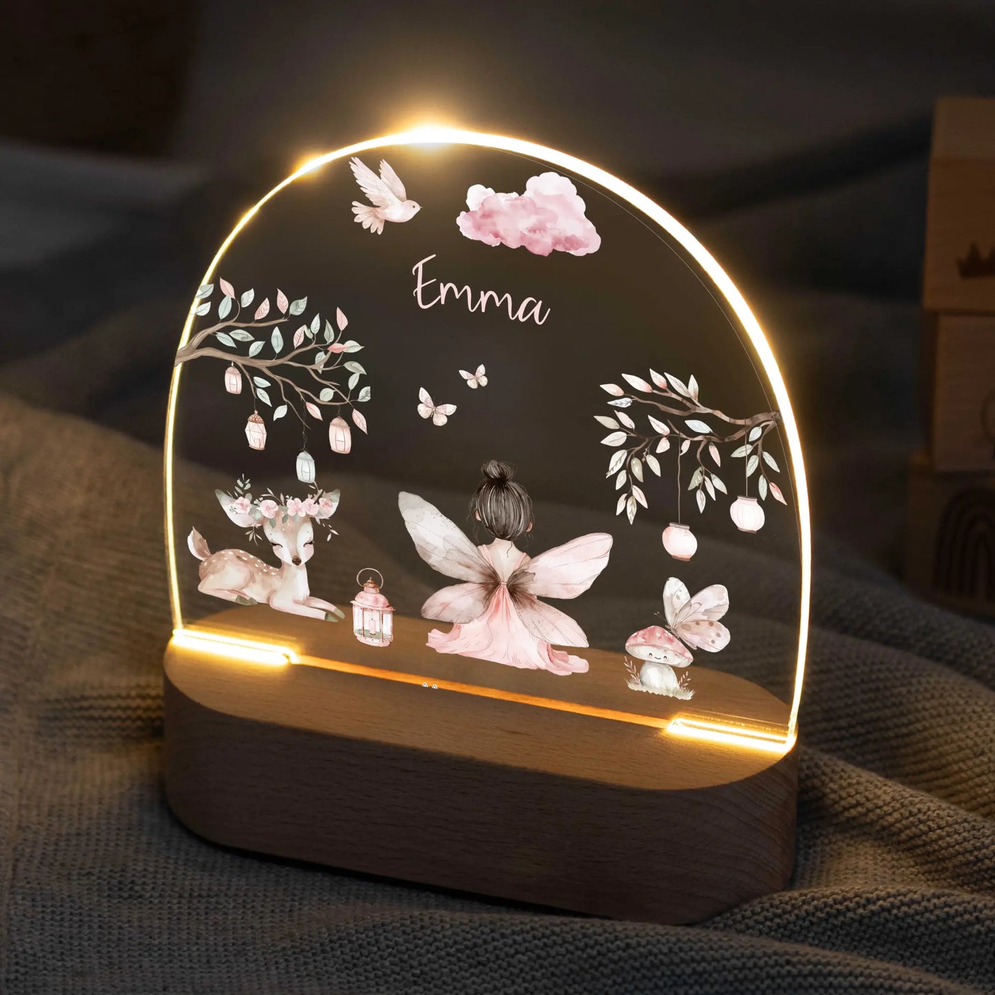 LED Nachtlicht Kinder personalisiert - Fee sitzend
