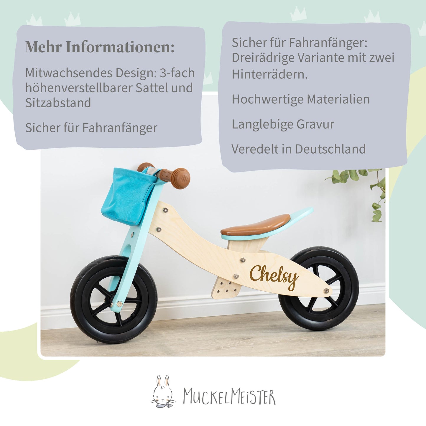 Laufrad Holz für Kinder - Personalisierbar