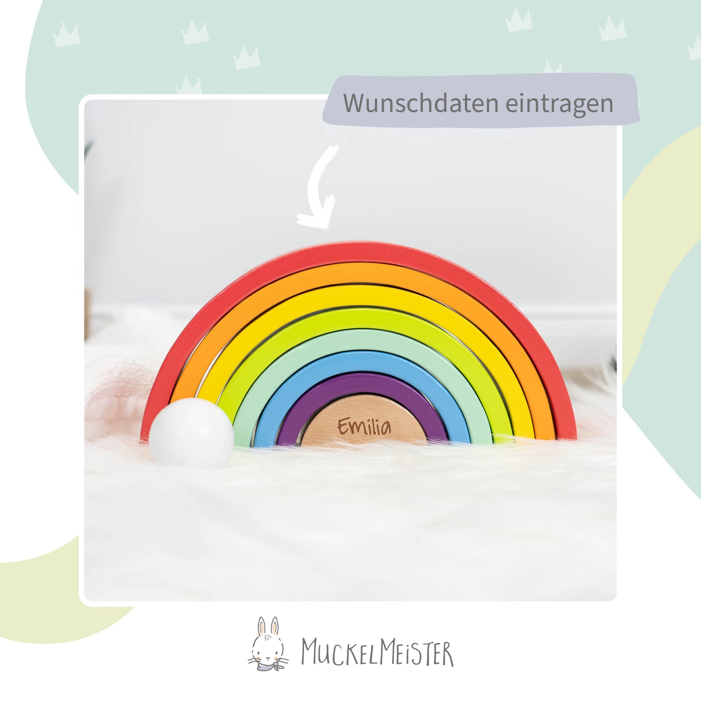 Montessori Spielzeug - Regenbogen Holzbausteine mit Kugel