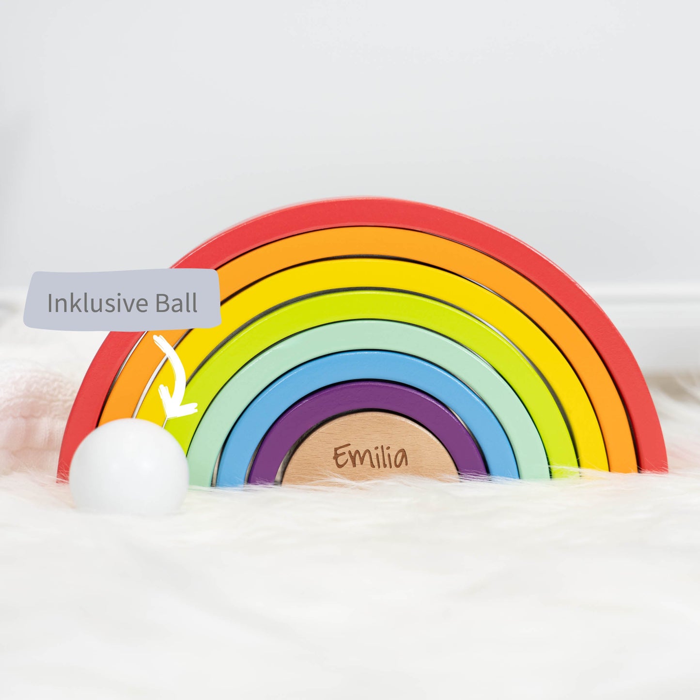 Montessori Spielzeug - Regenbogen Holzbausteine mit Kugel