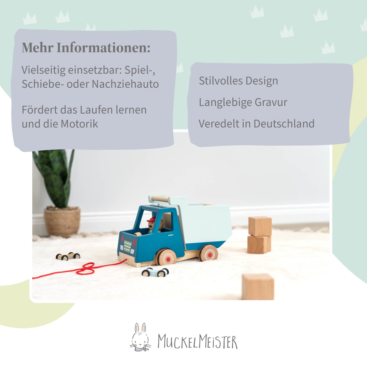 Kipplaster Spielzeug aus Holz - Personalisierbar
