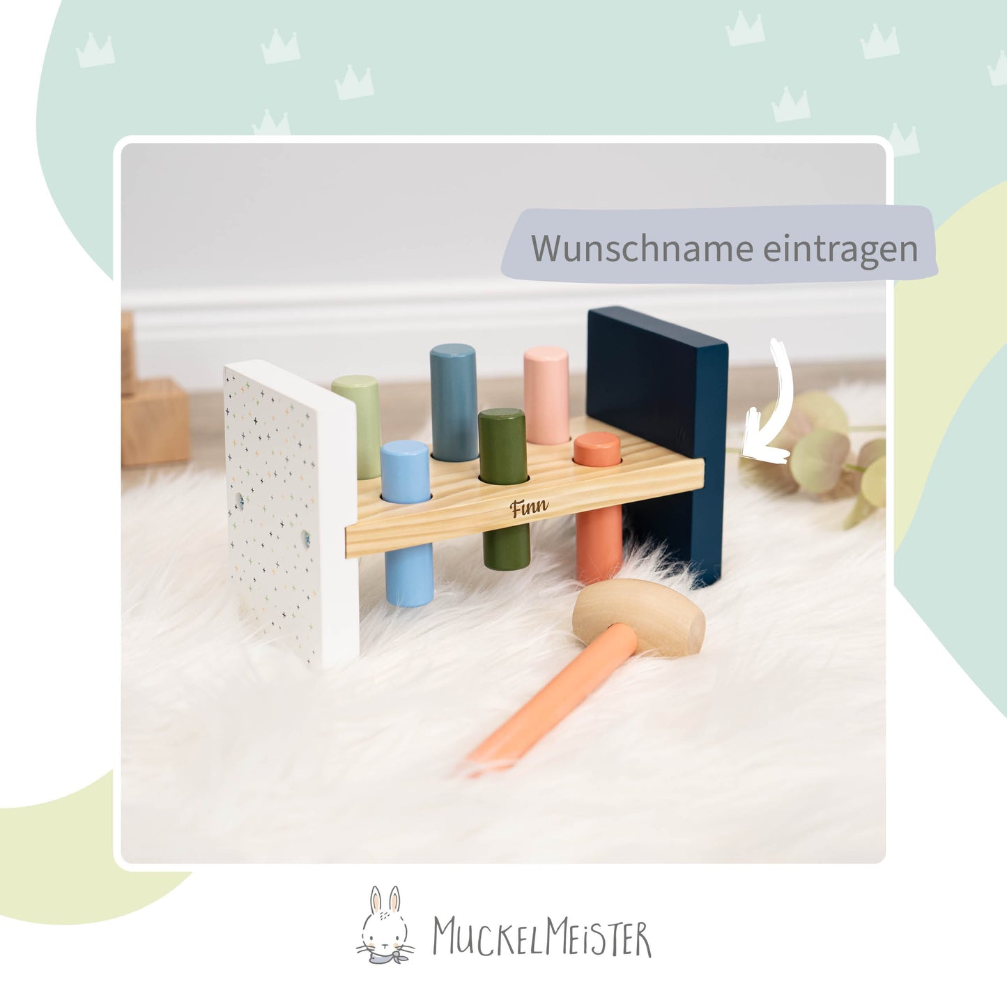 Hammerspiel Kinder ab 1 Jahr - Klopfspiel aus Holz mit Personalisierung