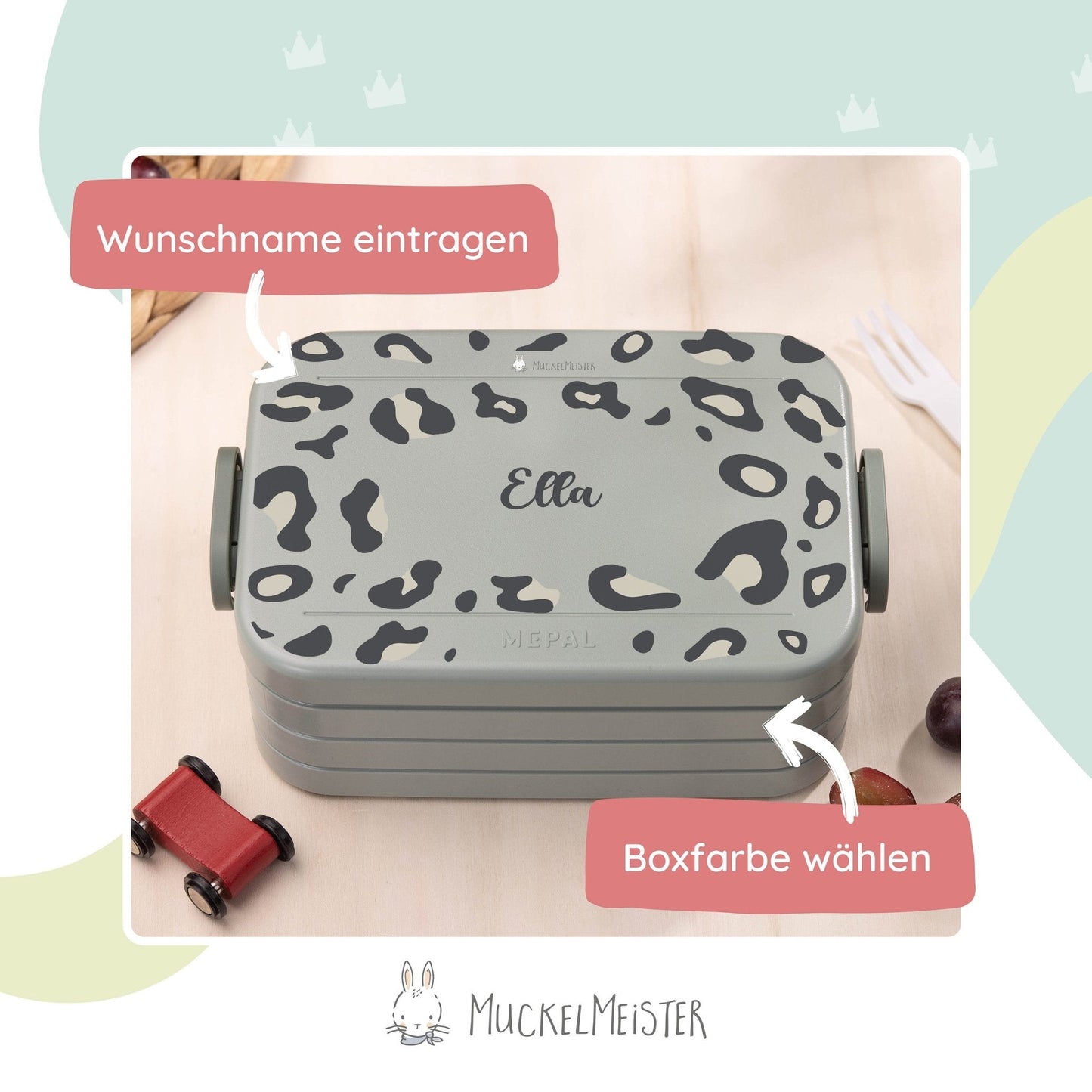 Mepal Brotdose Personalisiert - Take a Break - Leoparden Muster