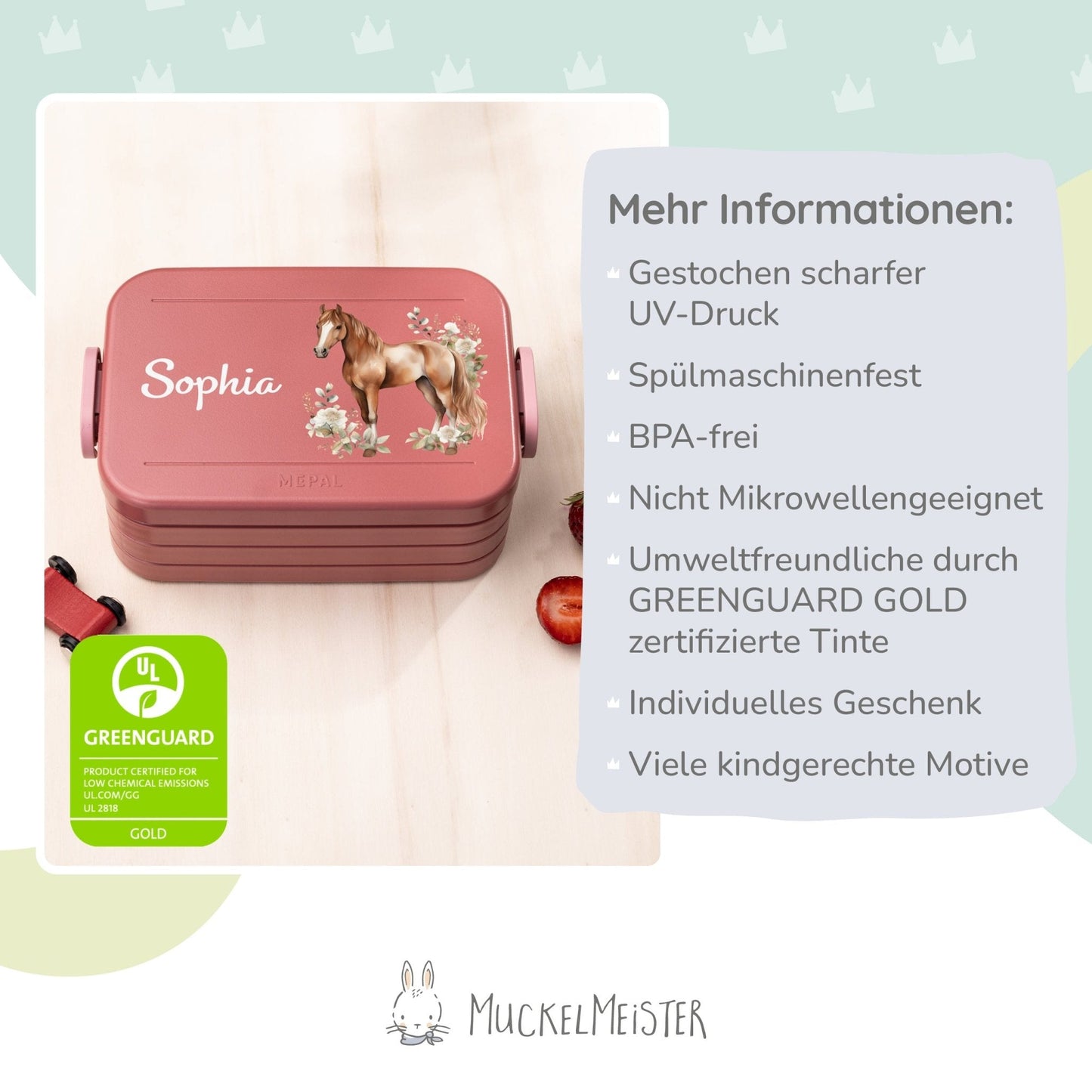 Mepal Brotdose Personalisiert - Take a Break - Pferd "Floral"