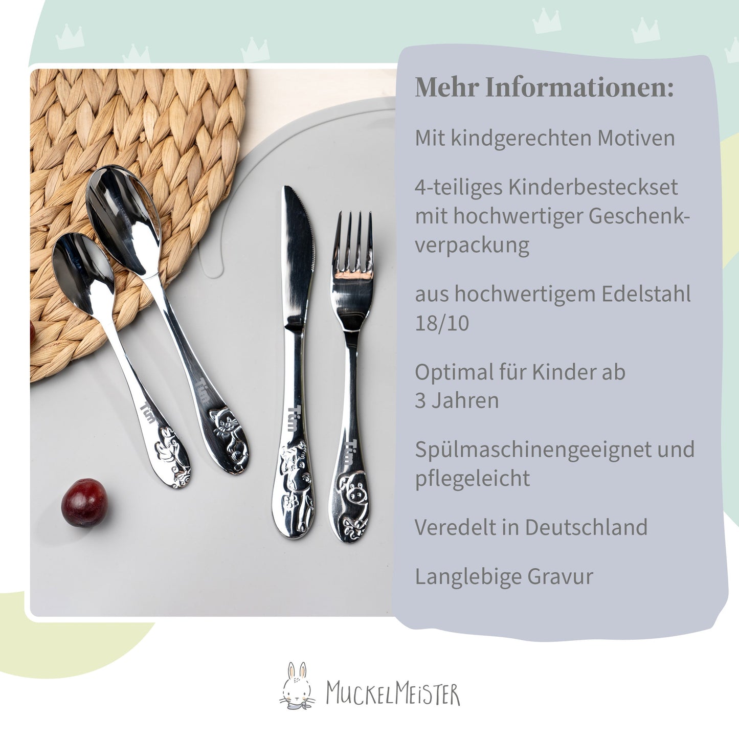 Kuppels Kinderbesteck mit Gravur Bauernhof