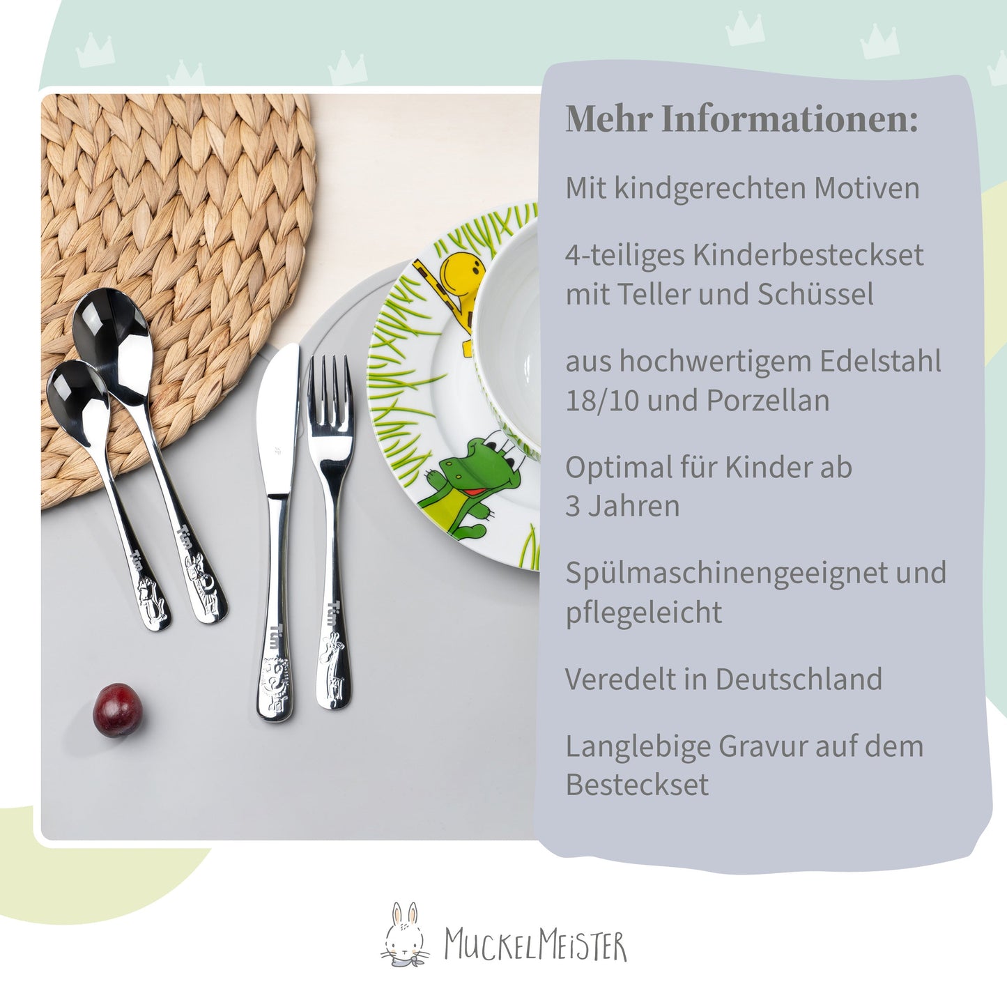 WMF Kindergeschirr Set Personalisiert 6-Teilig Safari Motiv