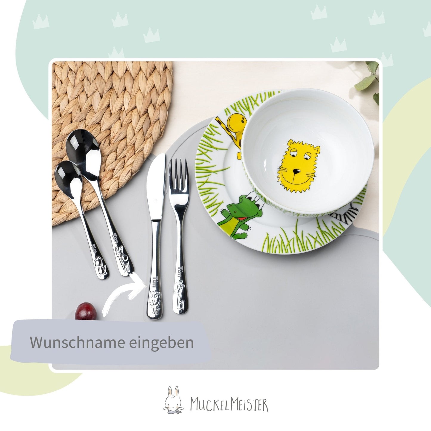 WMF Kindergeschirr Set Personalisiert 6-Teilig Safari Motiv