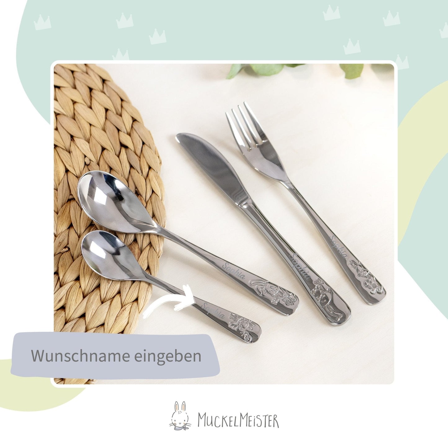 Kuppels Kinderbesteck mit Gravur Waldtiere