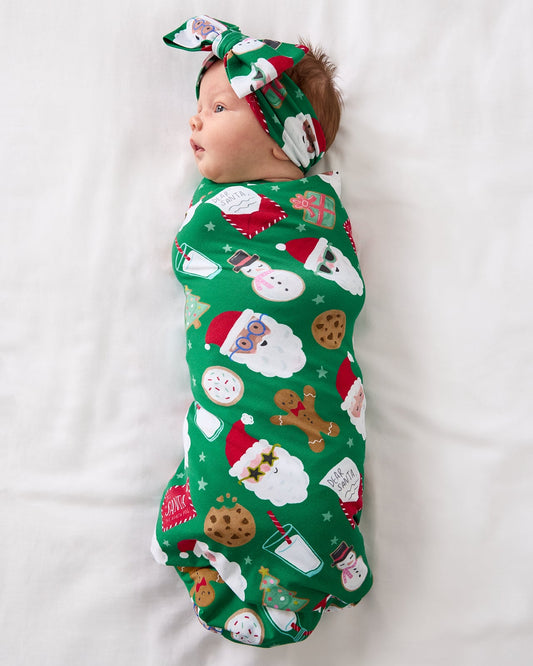 Cookies for Santa Swaddle & Luxe Bow Headband Set