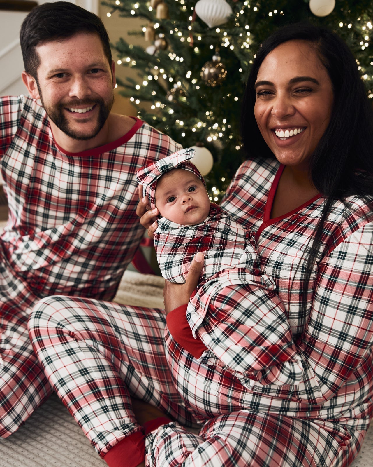 Holly Plaid Swaddle & Luxe Bow Headband Set