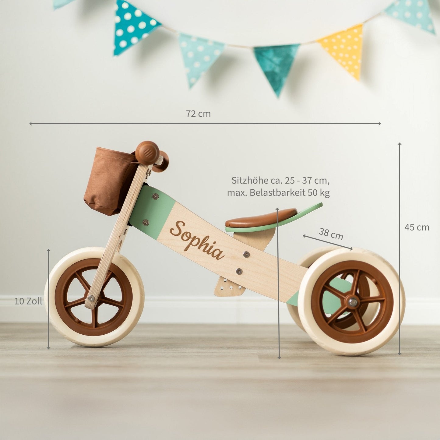 Laufrad Holz für Kinder - Karamellbraun