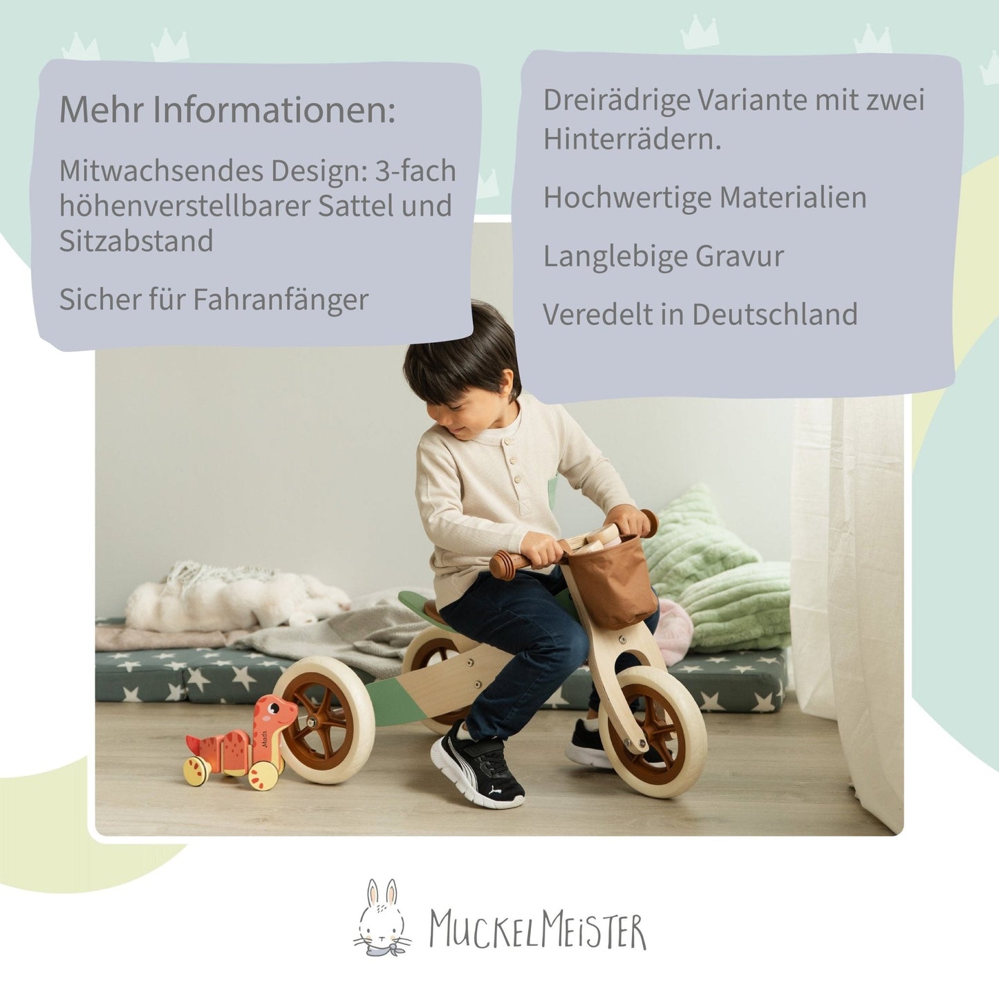 Laufrad Holz für Kinder - Karamellbraun