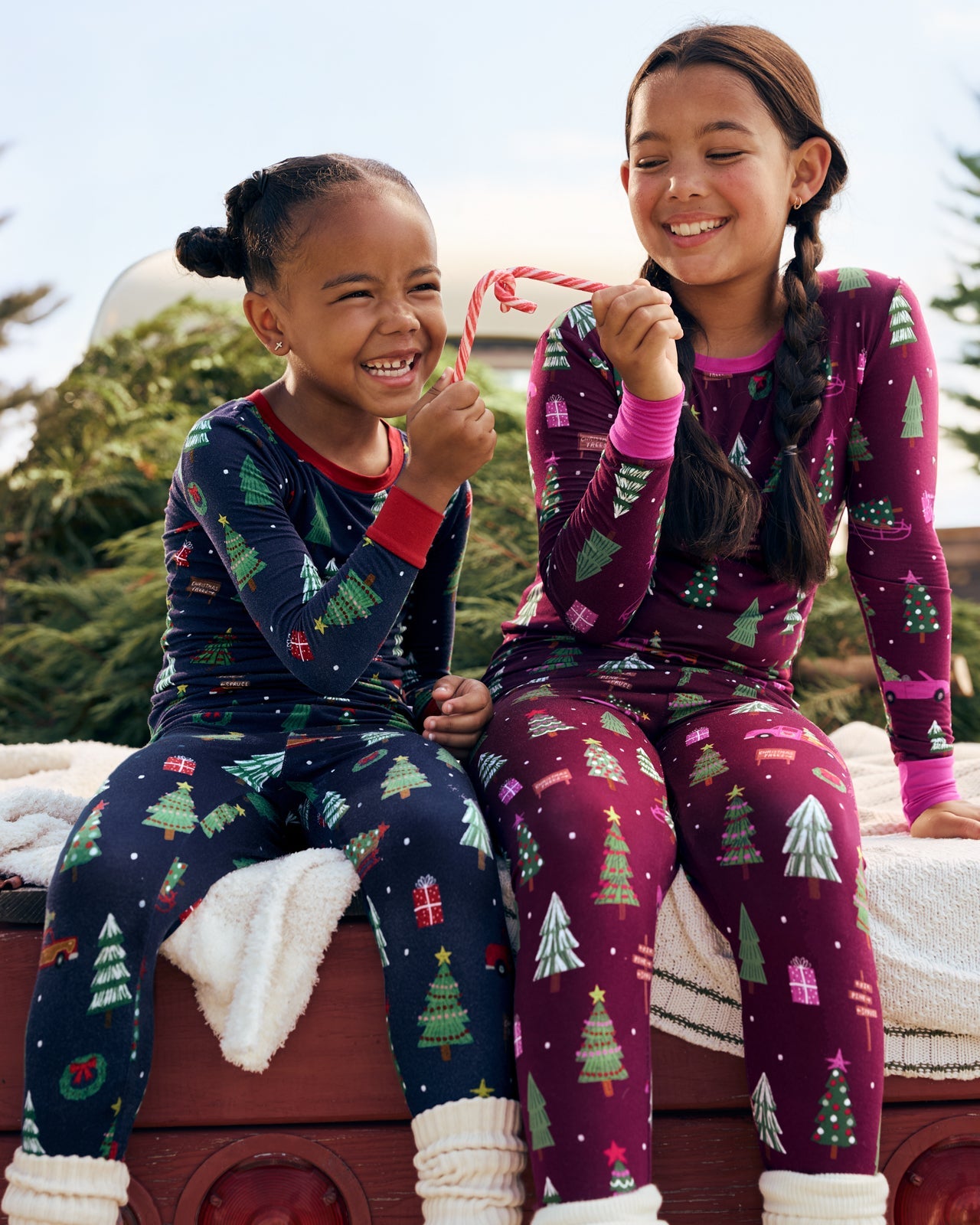 Cranberry Tree Traffic Two-Piece Pajama Set