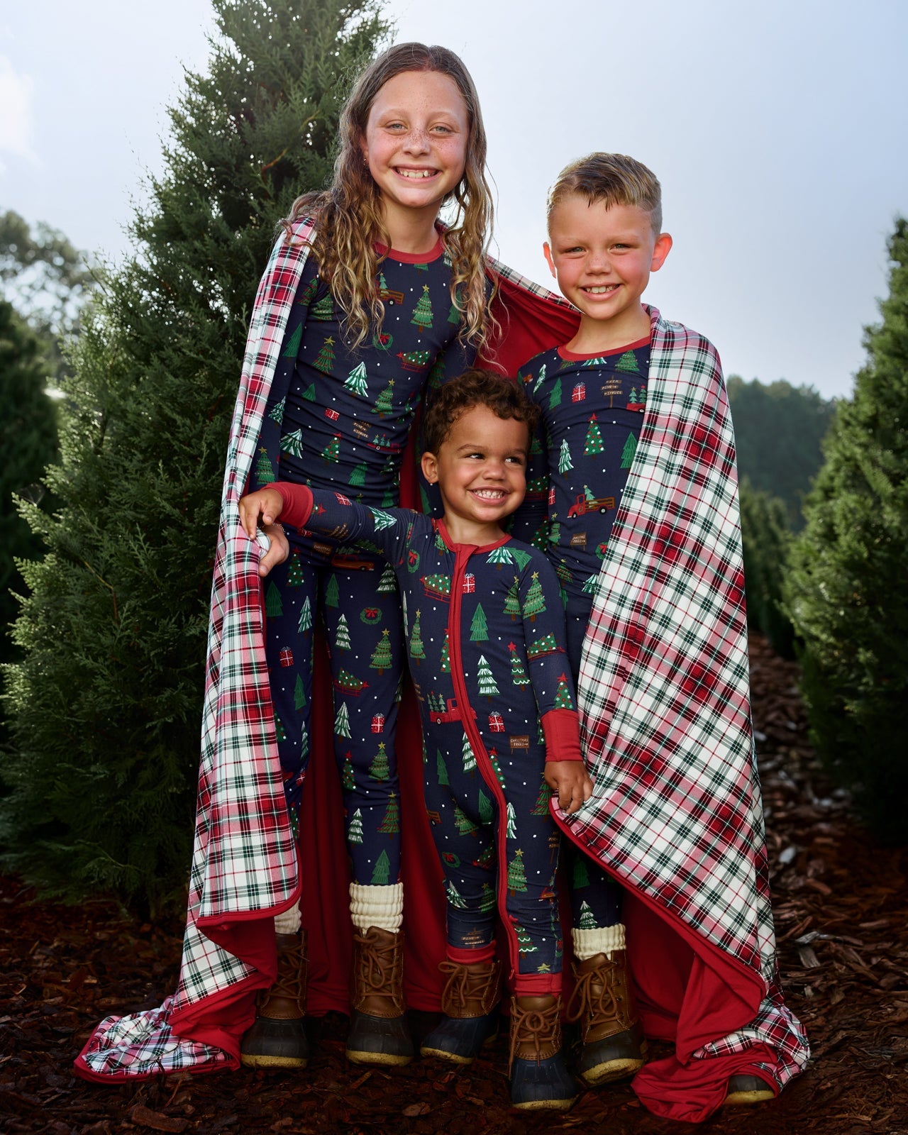 Navy Tree Traffic Two-Piece Pajama Set