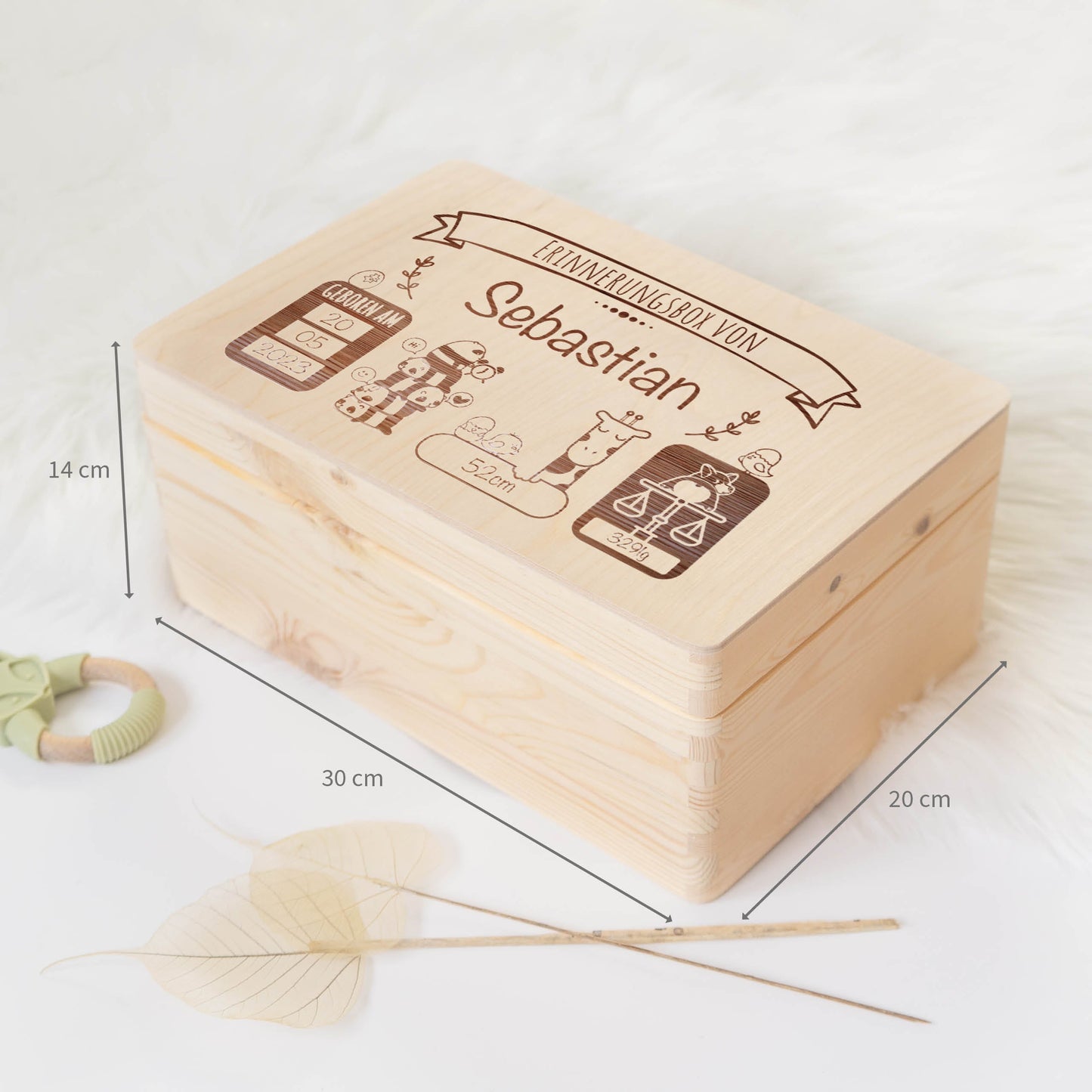 Erinnerungskiste Baby Gravur Tiere