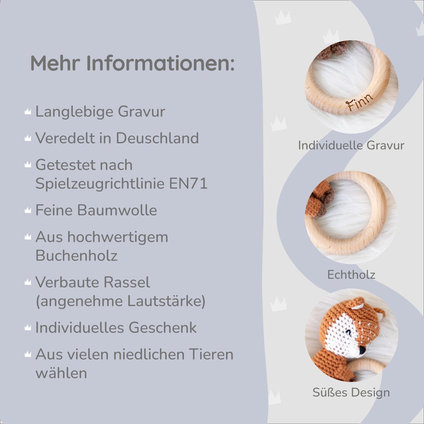 Greifling Baby mit Namen - Fuchs