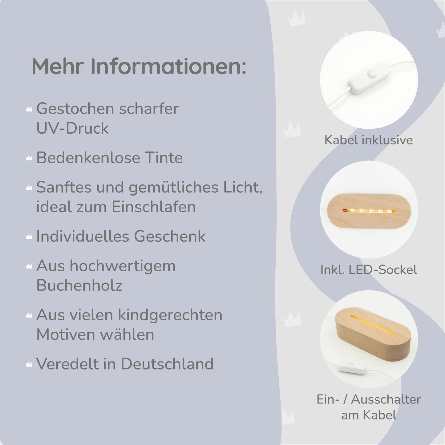 LED Nachtlicht Kinder personalisiert -  Boho Regenbogen