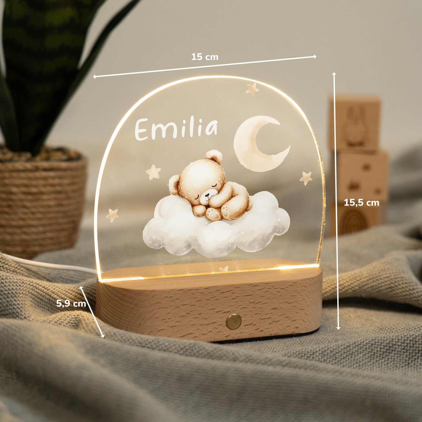 Nachtlicht Kinder personalisiert - Bär auf Wolke