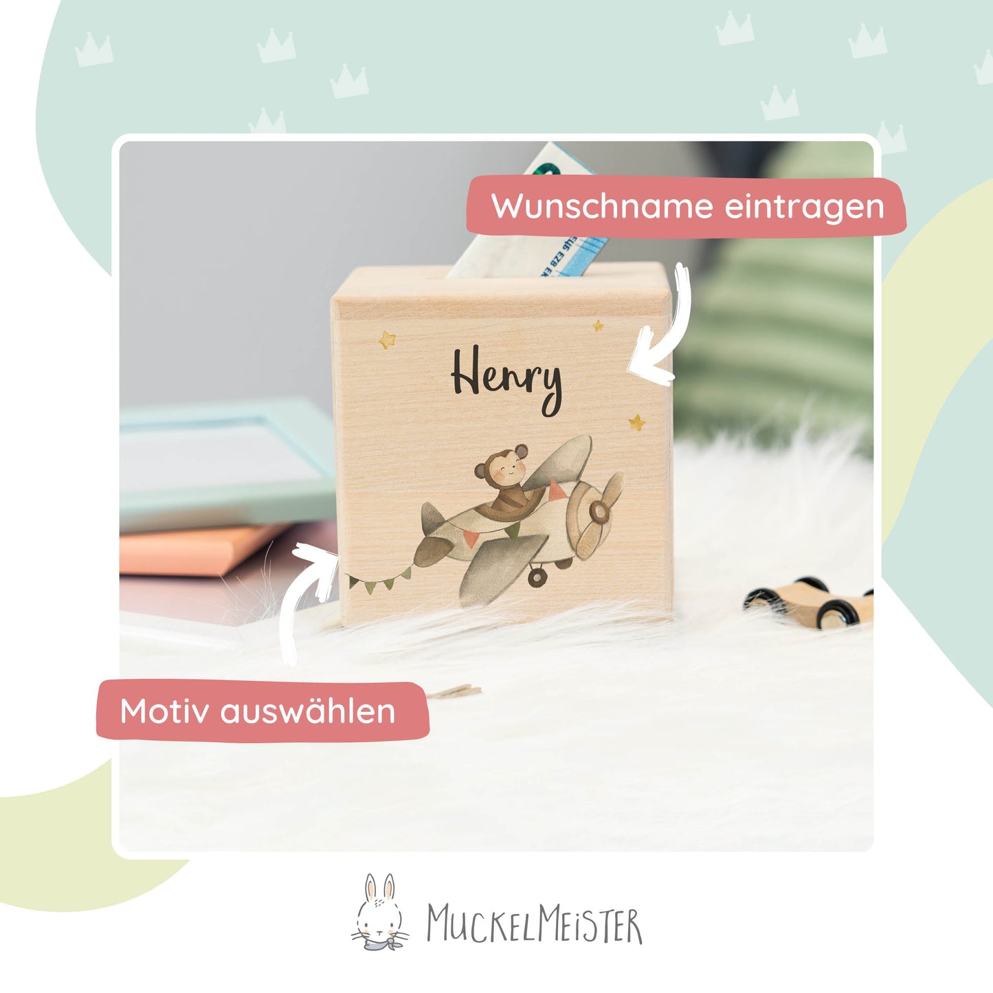Spardose Personalisiert Flugzeug Tiere