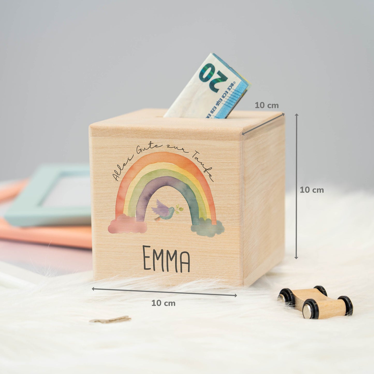 Spardose Personalisiert Regenbogen Taufe