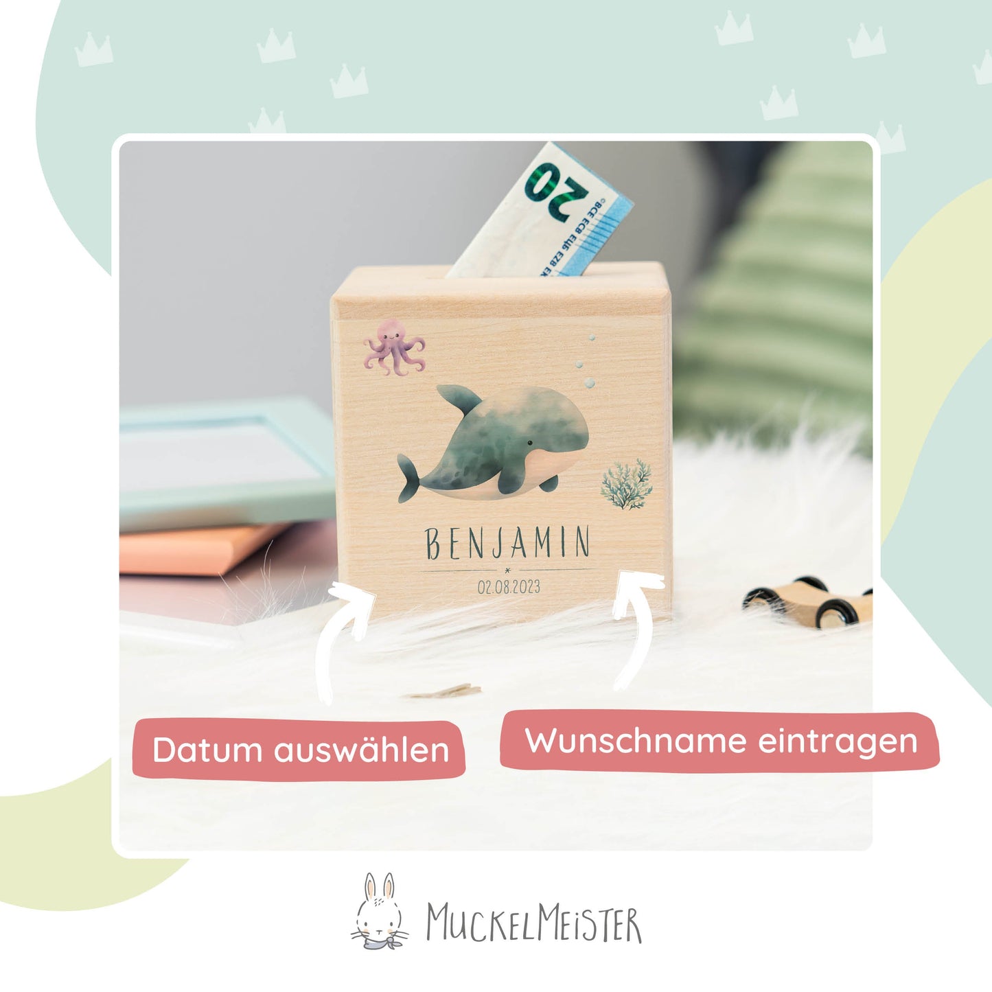 Spardose Personalisiert Wal