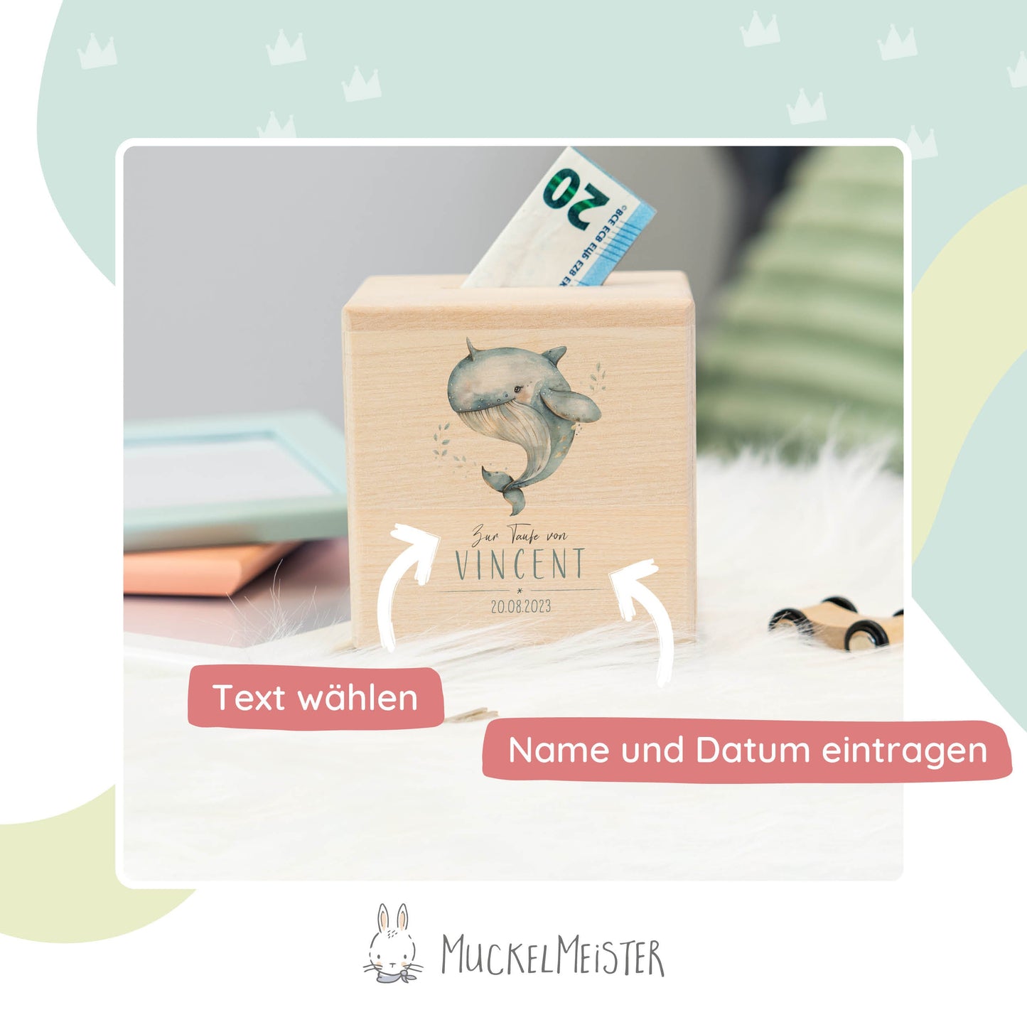 Spardose Personalisiert Wal Taufe
