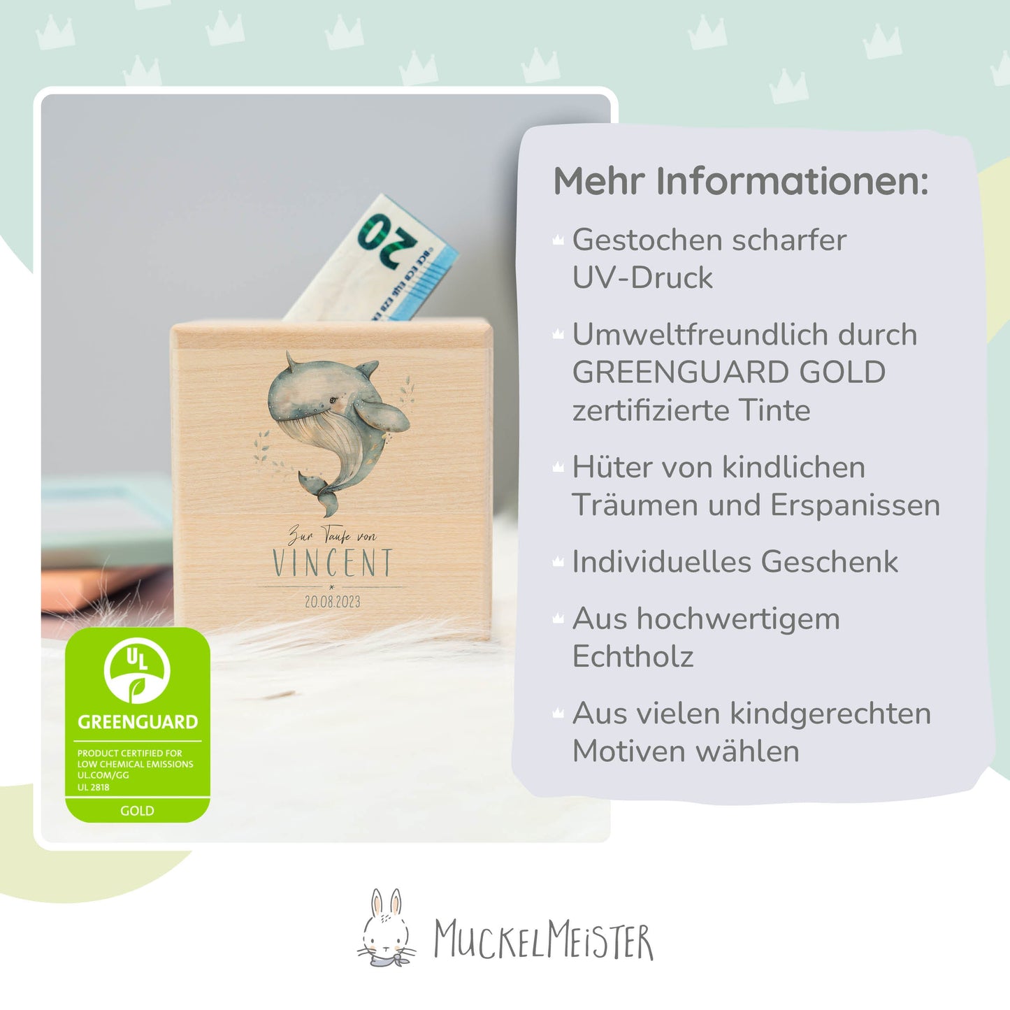 Spardose Personalisiert Wal Taufe