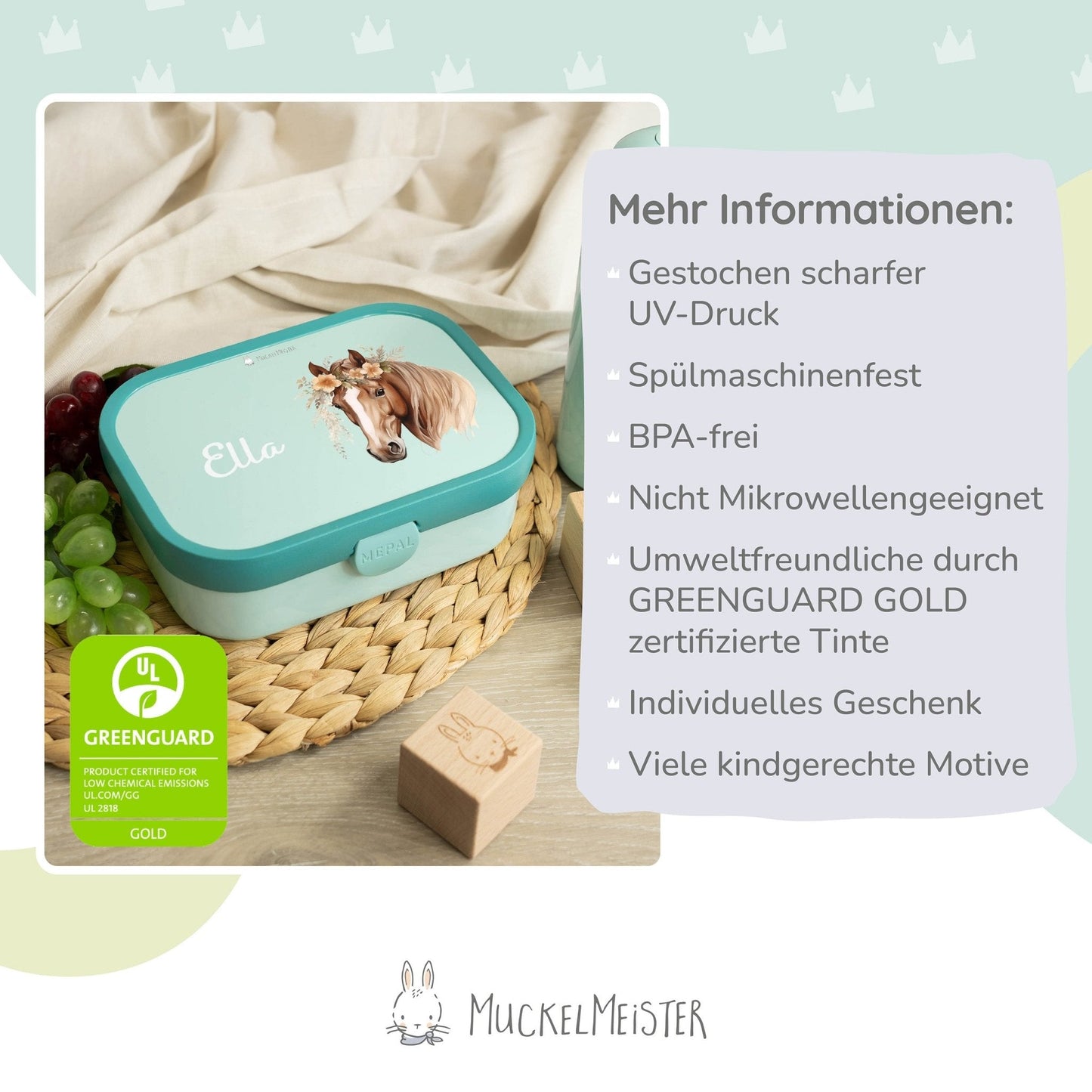 Mepal Brotdose Personalisiert - Campus - Pferd "Blumenkranz"