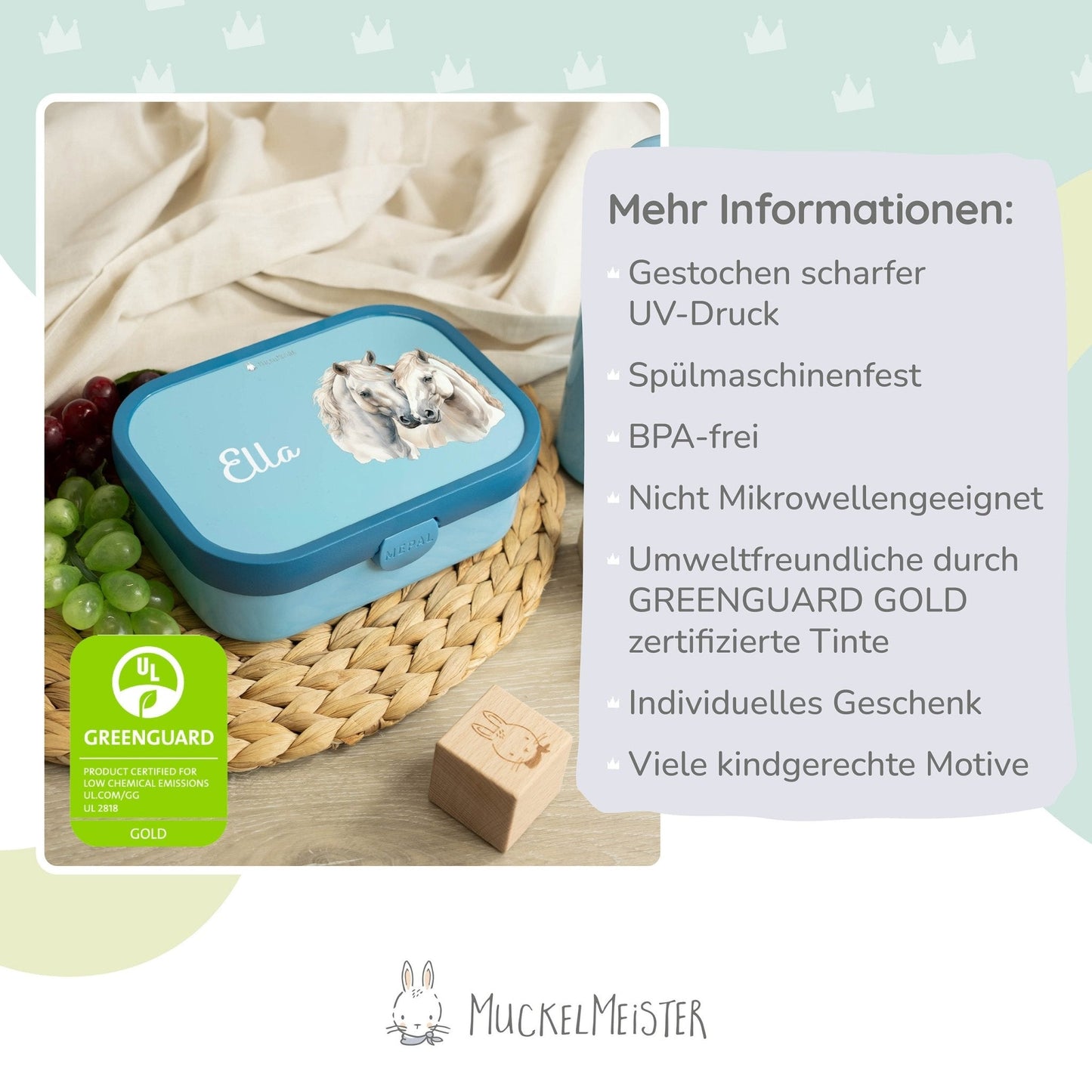 Mepal Brotdose Personalisiert - Campus - Pferde "weiss"