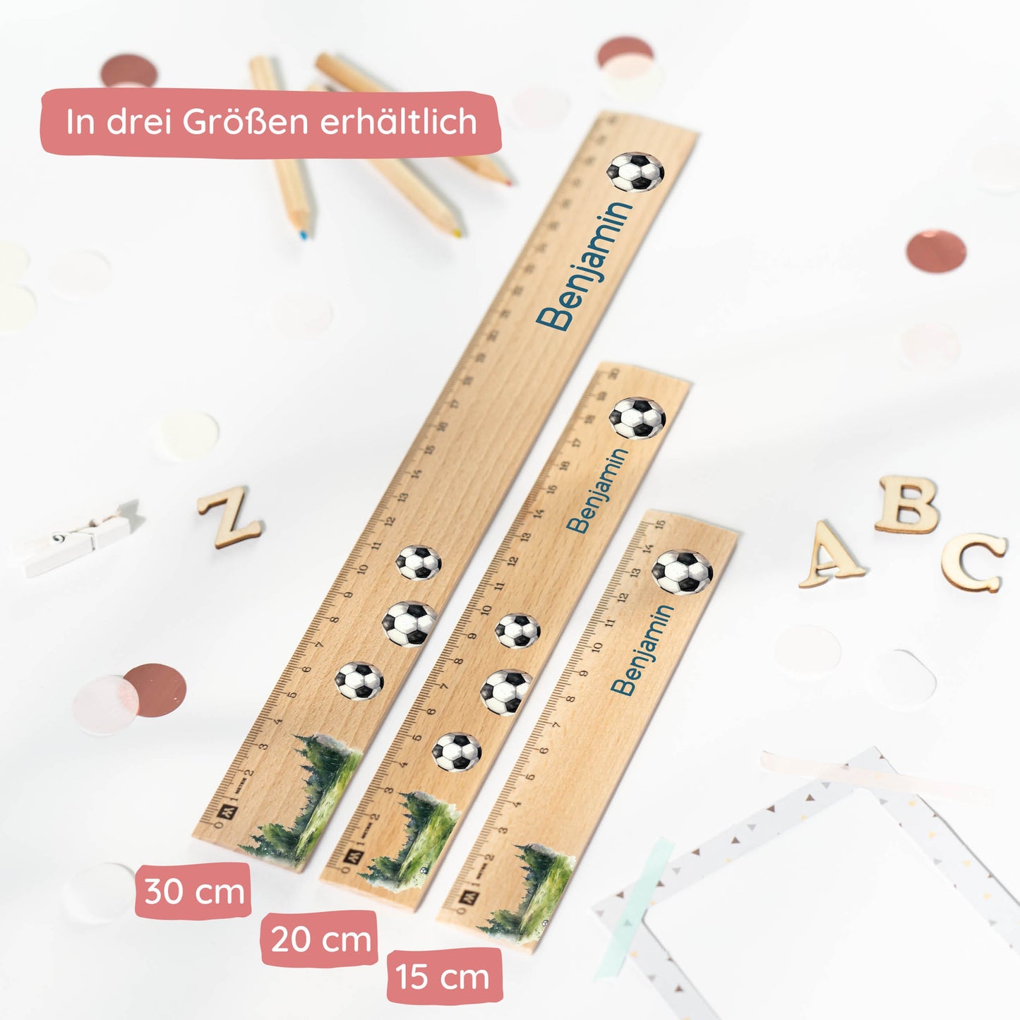 Holzlineal mit Namen zur Einschulung - Motiv Boltzplatz