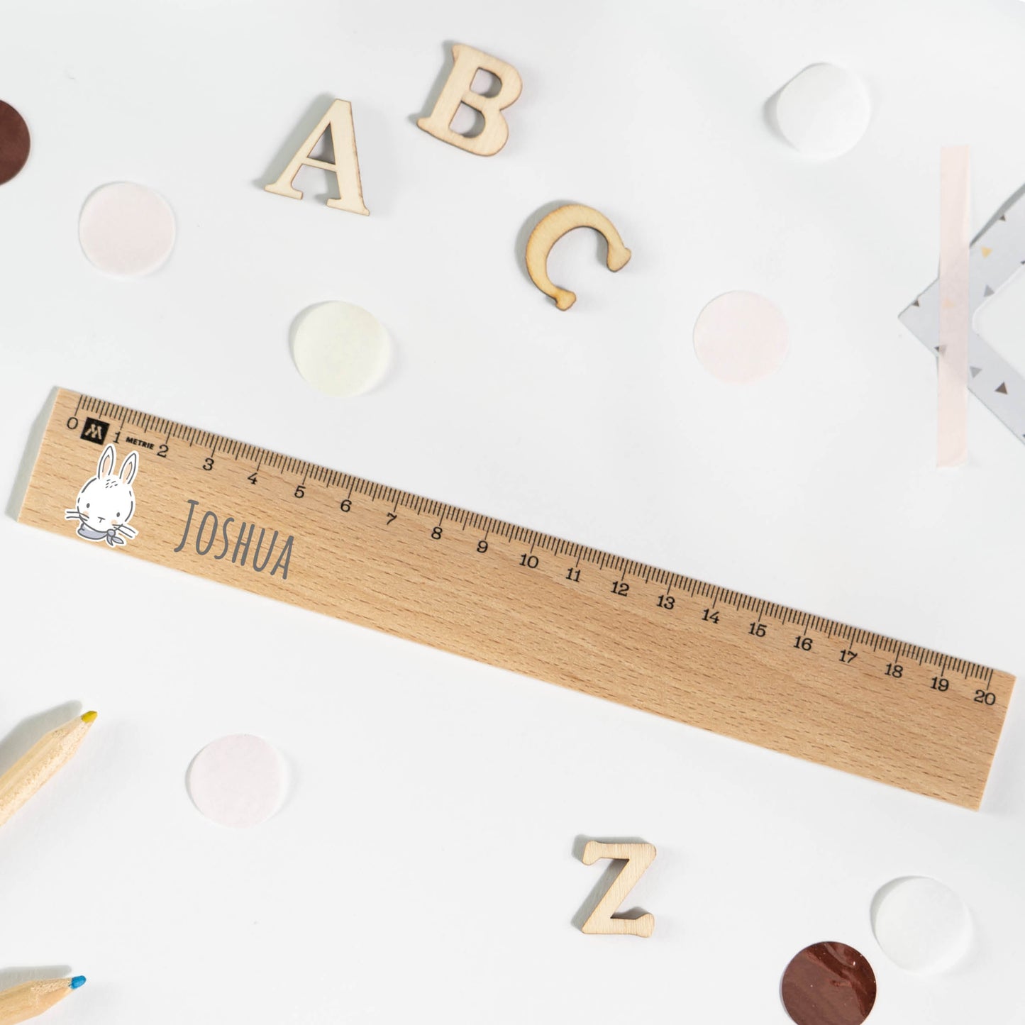 Holzlineal mit Namen zur Einschulung - Motiv Muckelmeister