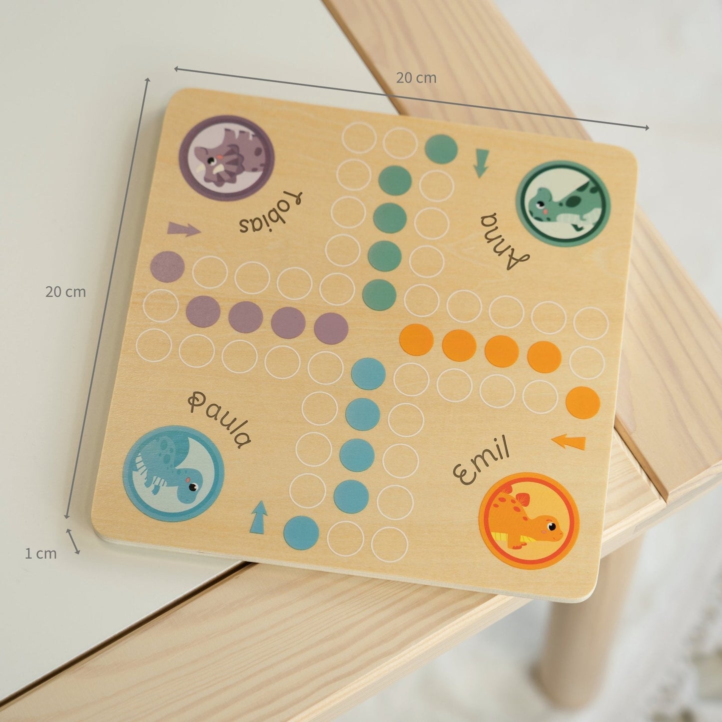 Ludo "Dino" - Brettspiel aus Holz für Kinder