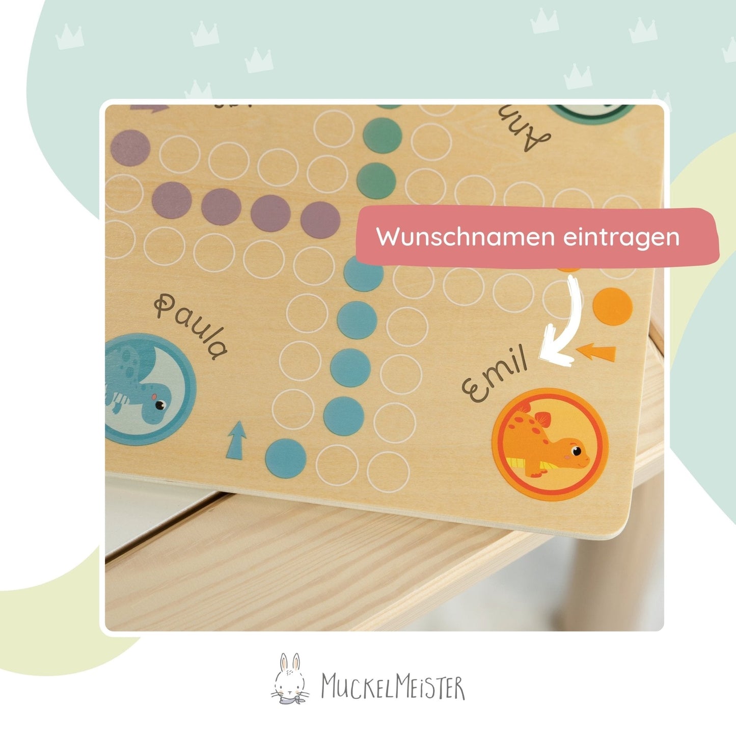 Ludo "Dino" - Brettspiel aus Holz für Kinder