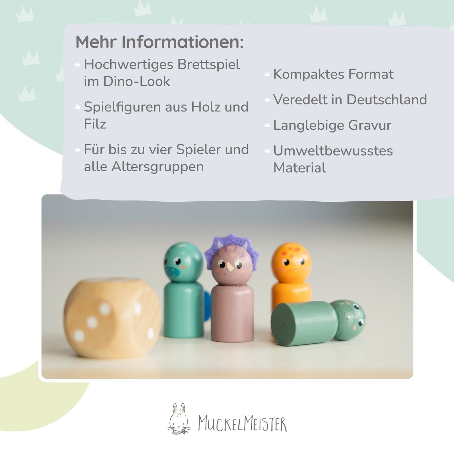 Ludo "Dino" - Brettspiel aus Holz für Kinder