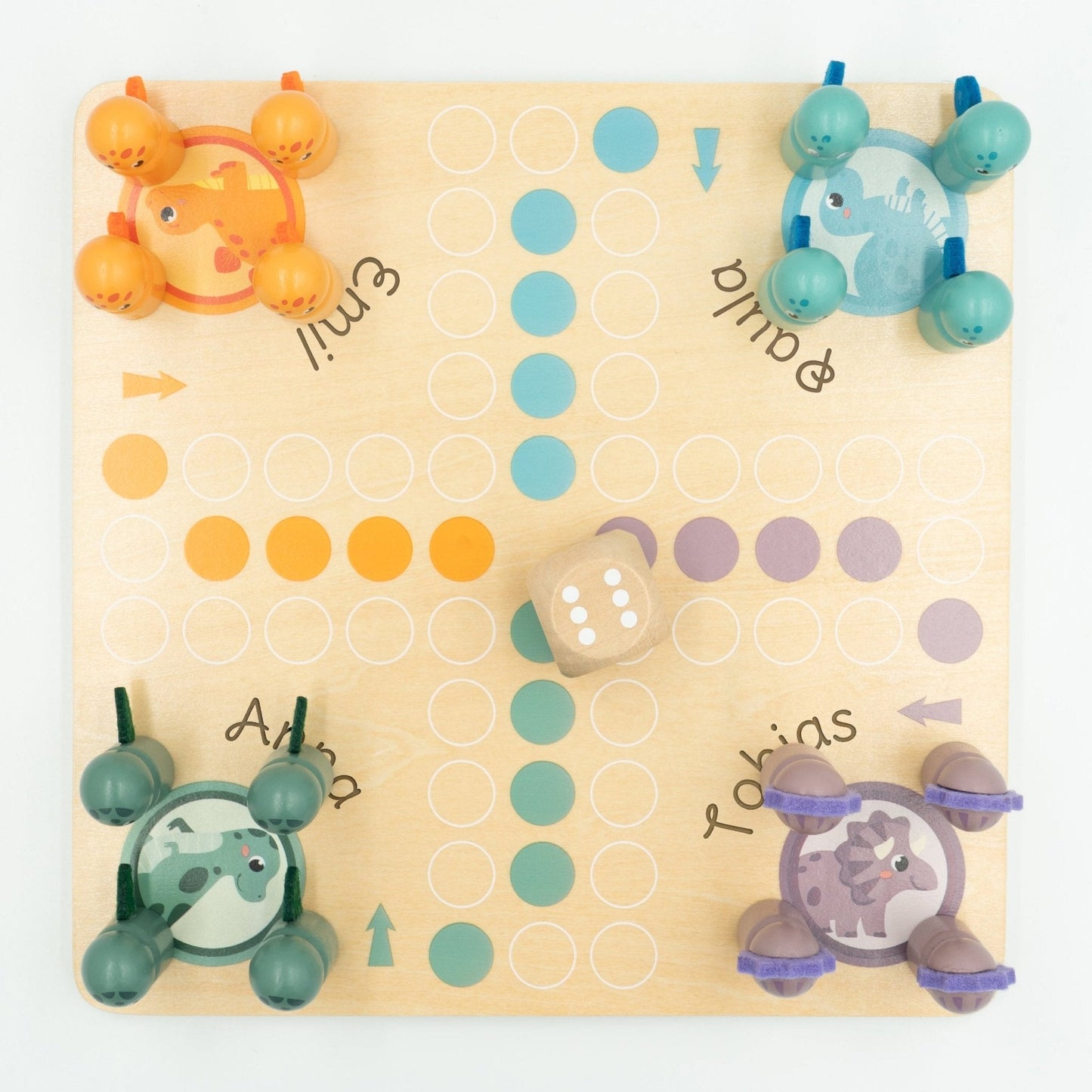 Ludo "Dino" - Brettspiel aus Holz für Kinder