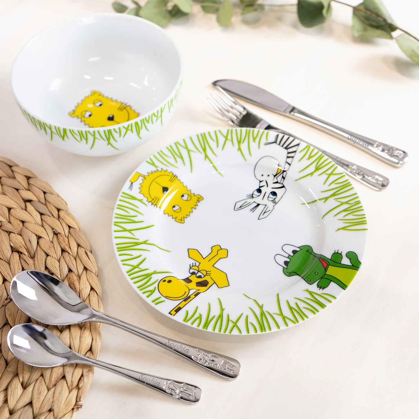 WMF Kindergeschirr Set Personalisiert 6-Teilig Safari Motiv