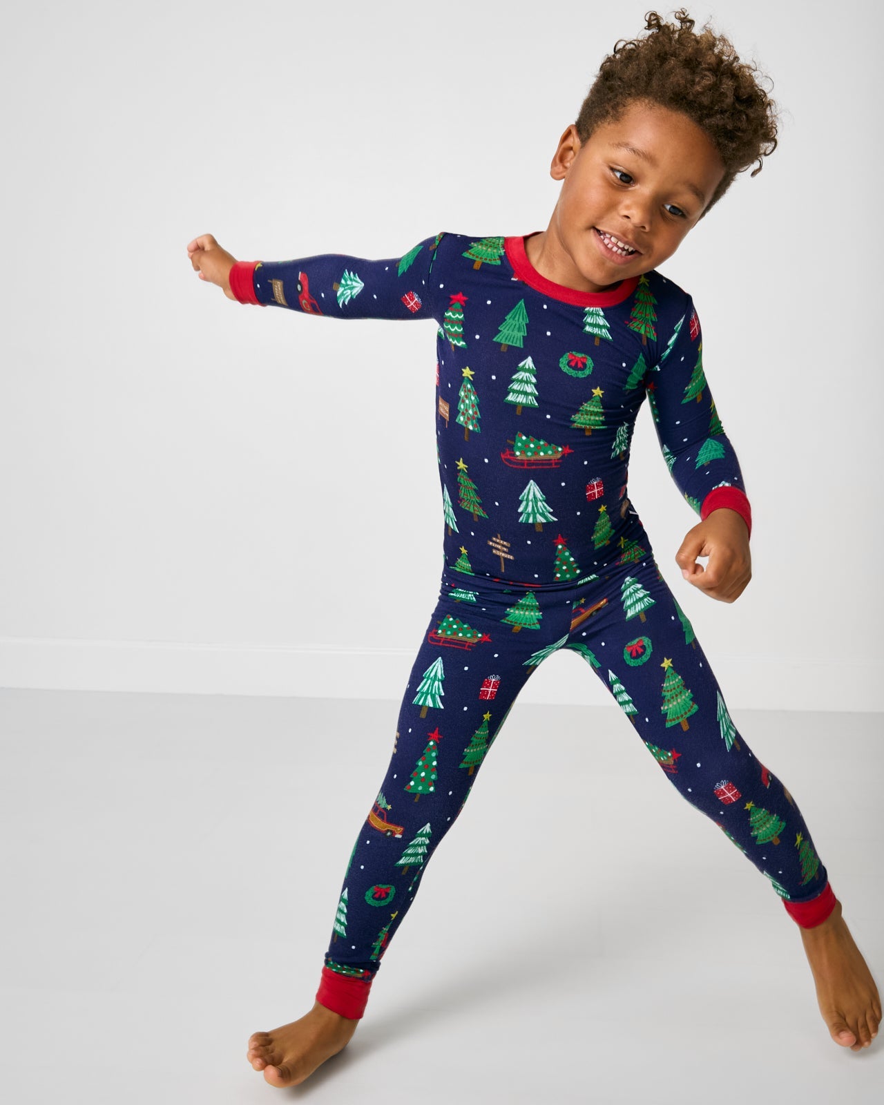 Navy Tree Traffic Two-Piece Pajama Set