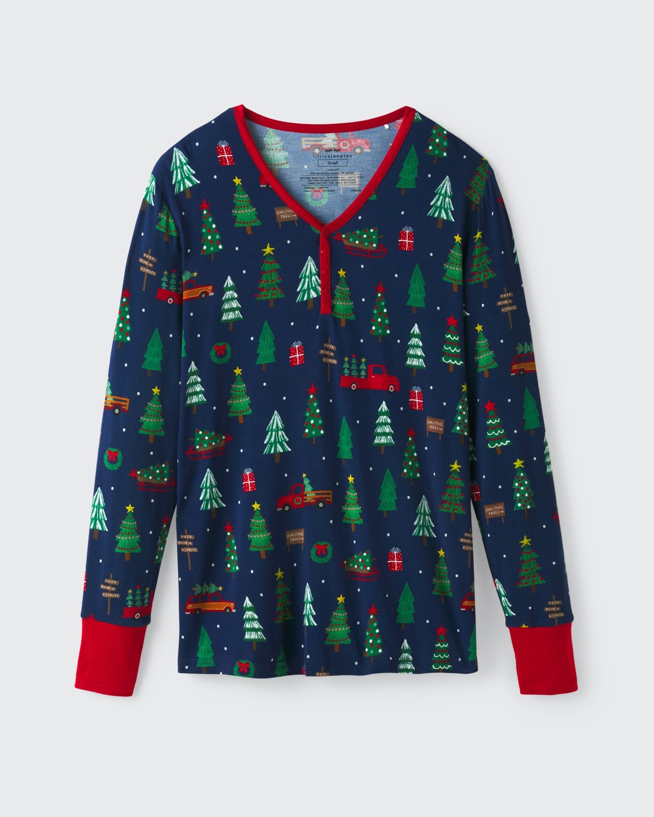 Navy Tree Traffic Women's Long Sleeve Pajama Top