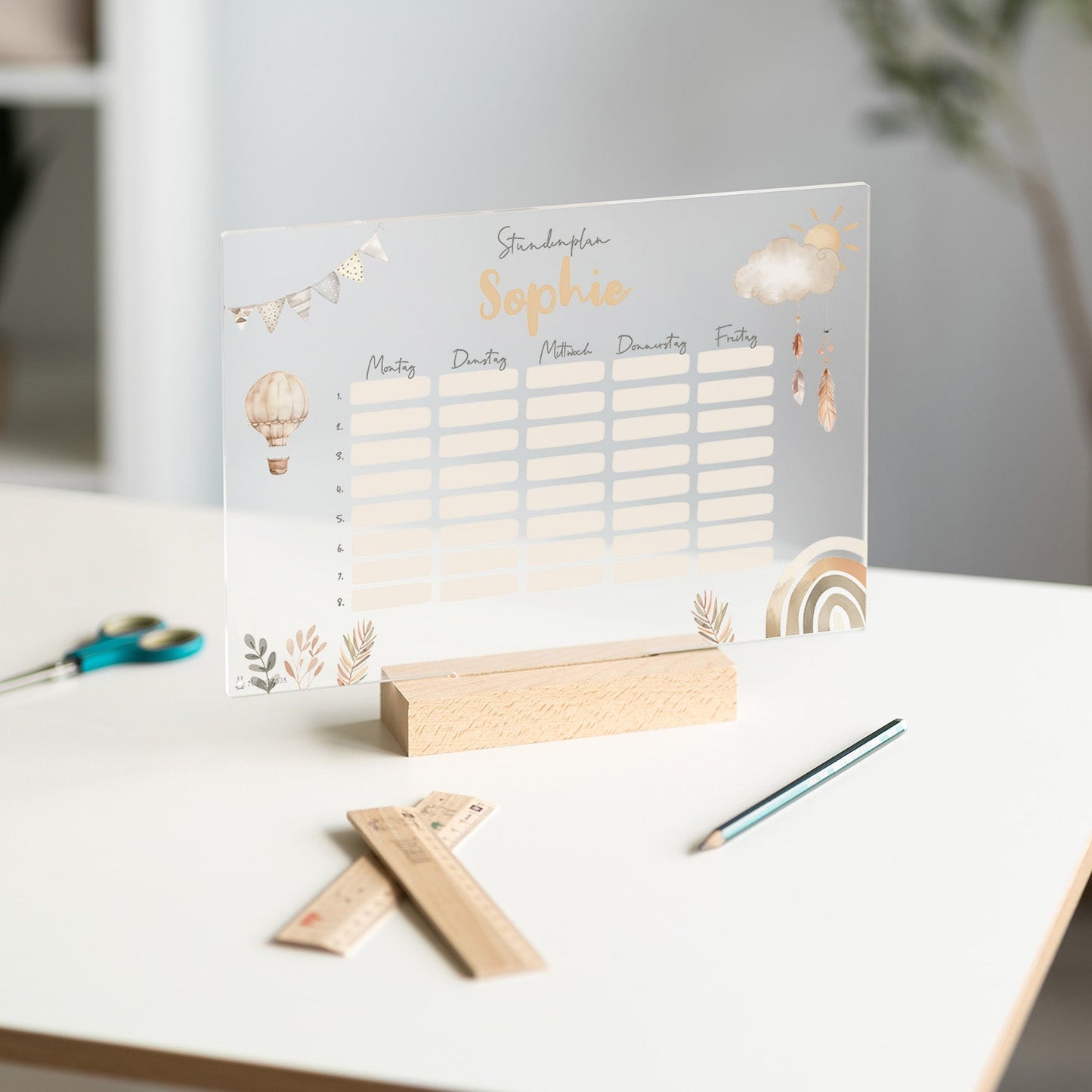 Stundenplan abwischbar personalisiert - Boho